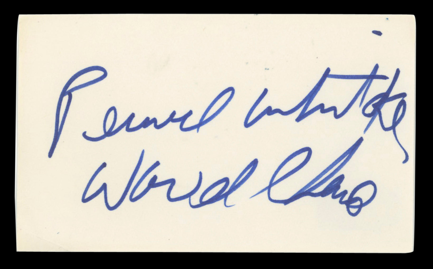 Pernell Whitaker 'World Champ" Authentic Signed 3x5 Index Card BAS #BT03540