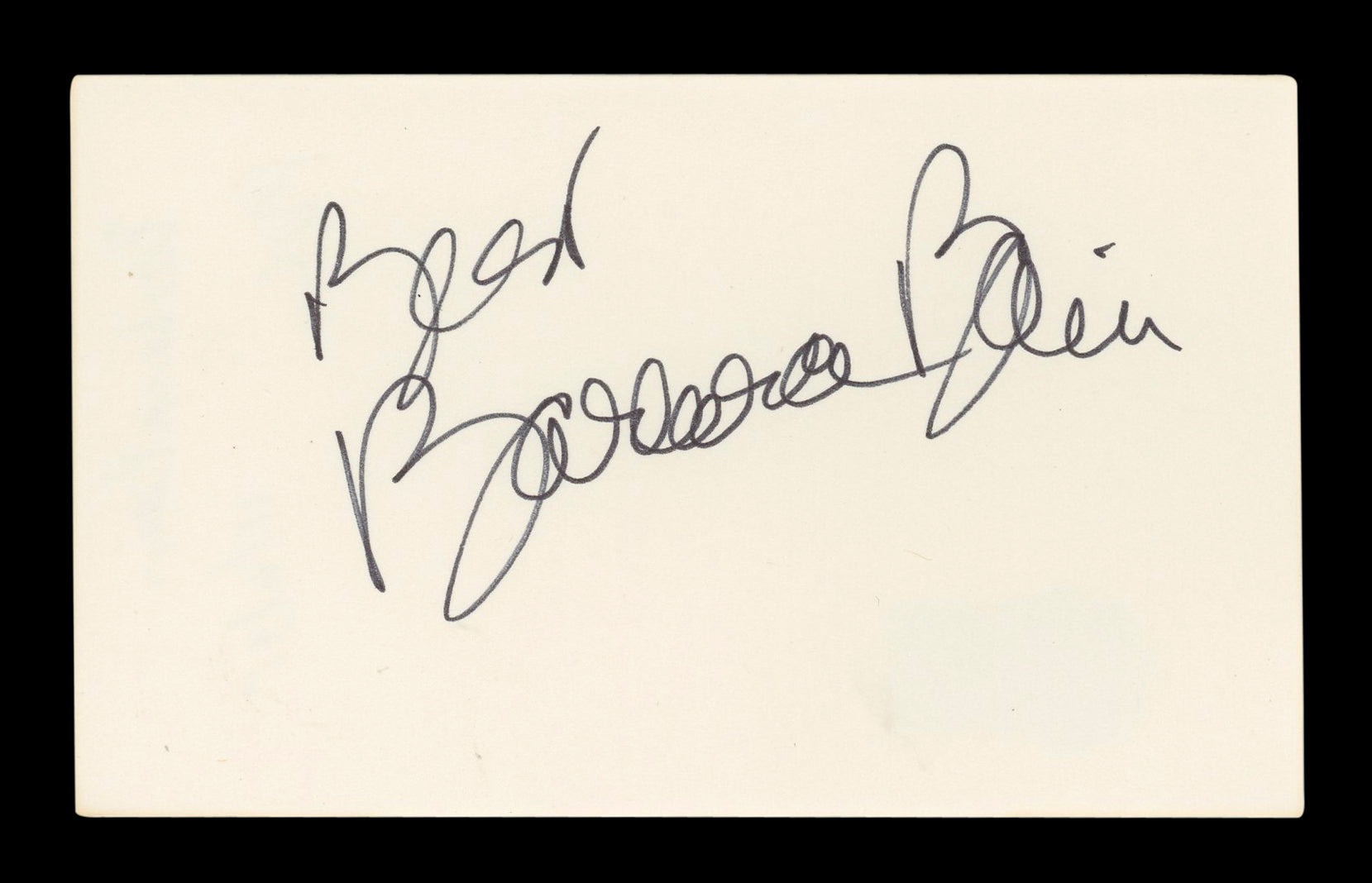 Barbara Bain Mission: Impossible "Best" Signed 3x5 Index Card BAS #AD70338