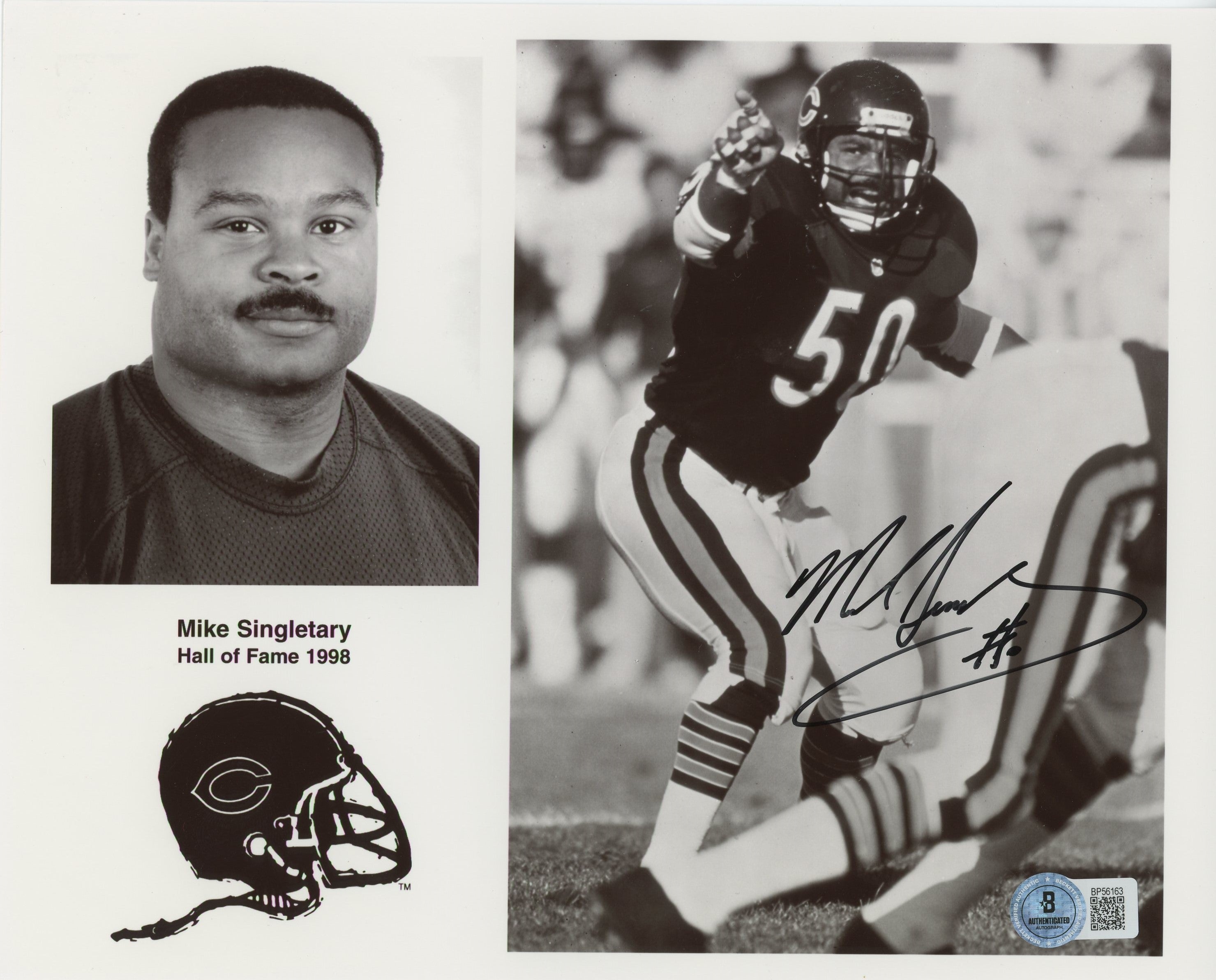 Bears Mike Singletary Authentic Signed 8x10 Photo Autographed BAS #BP56163