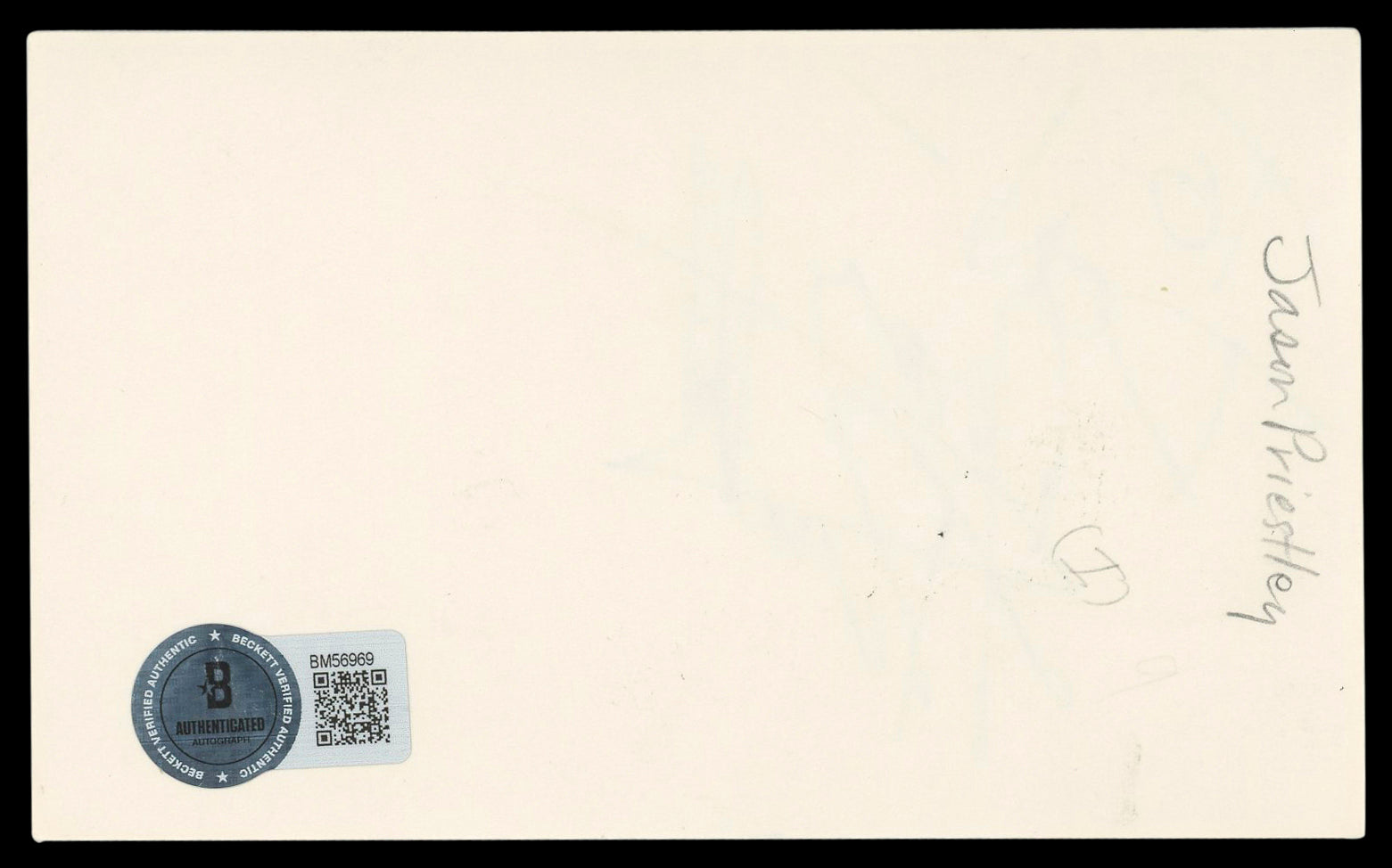 Jason Priestley Beverly Hills, 90210 "To Al" Signed 3x5 Index Card BAS #BM56969