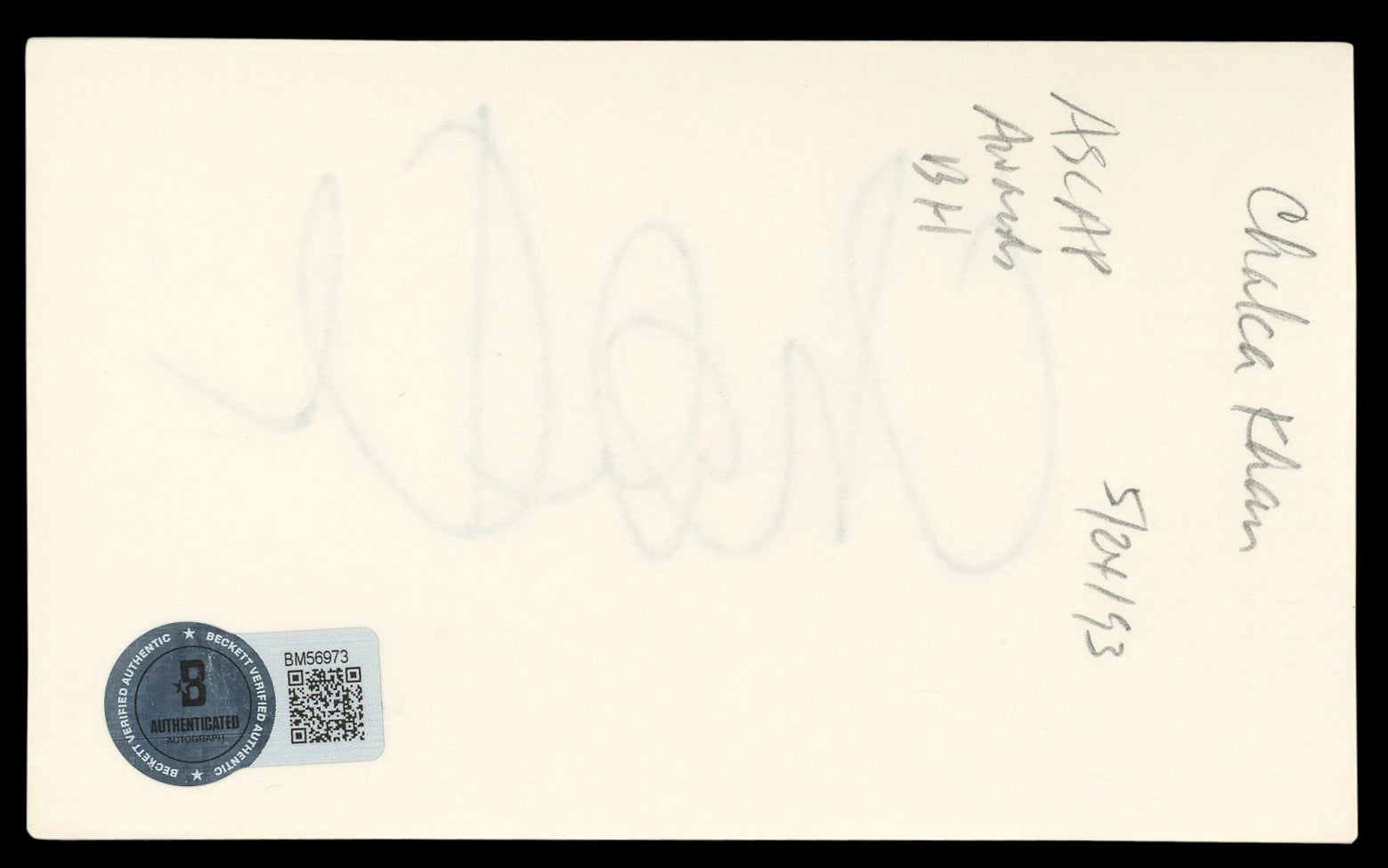 Chaka Khan The Blues Brothers Authentic Signed 3x5 Index Card BAS #BM56973