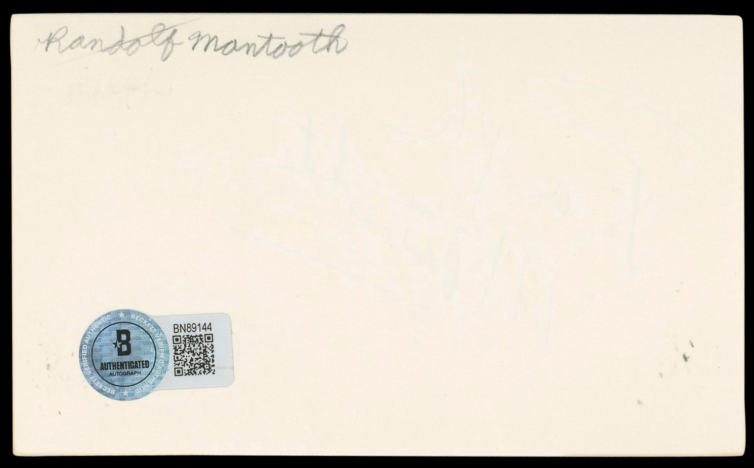 Randolph Mantooth Emergency! Authentic Signed 3x5 Index Card BAS #BN89144