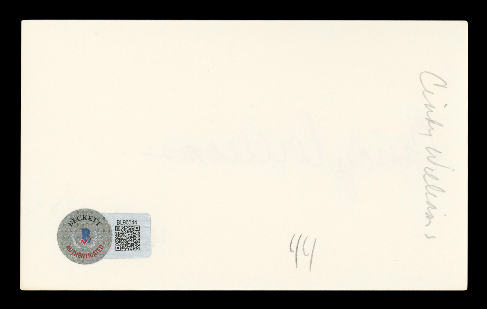 Cindy Williams Happy Days Authentic Signed 3x5 Index Card BAS #BL96544