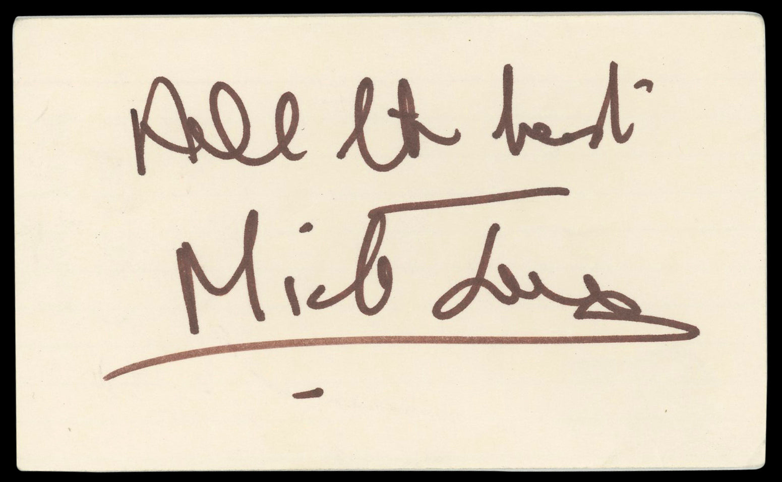Mick Jones Foreigner "All In Love" Authentic Signed 3x5 Index Card BAS #BM56976