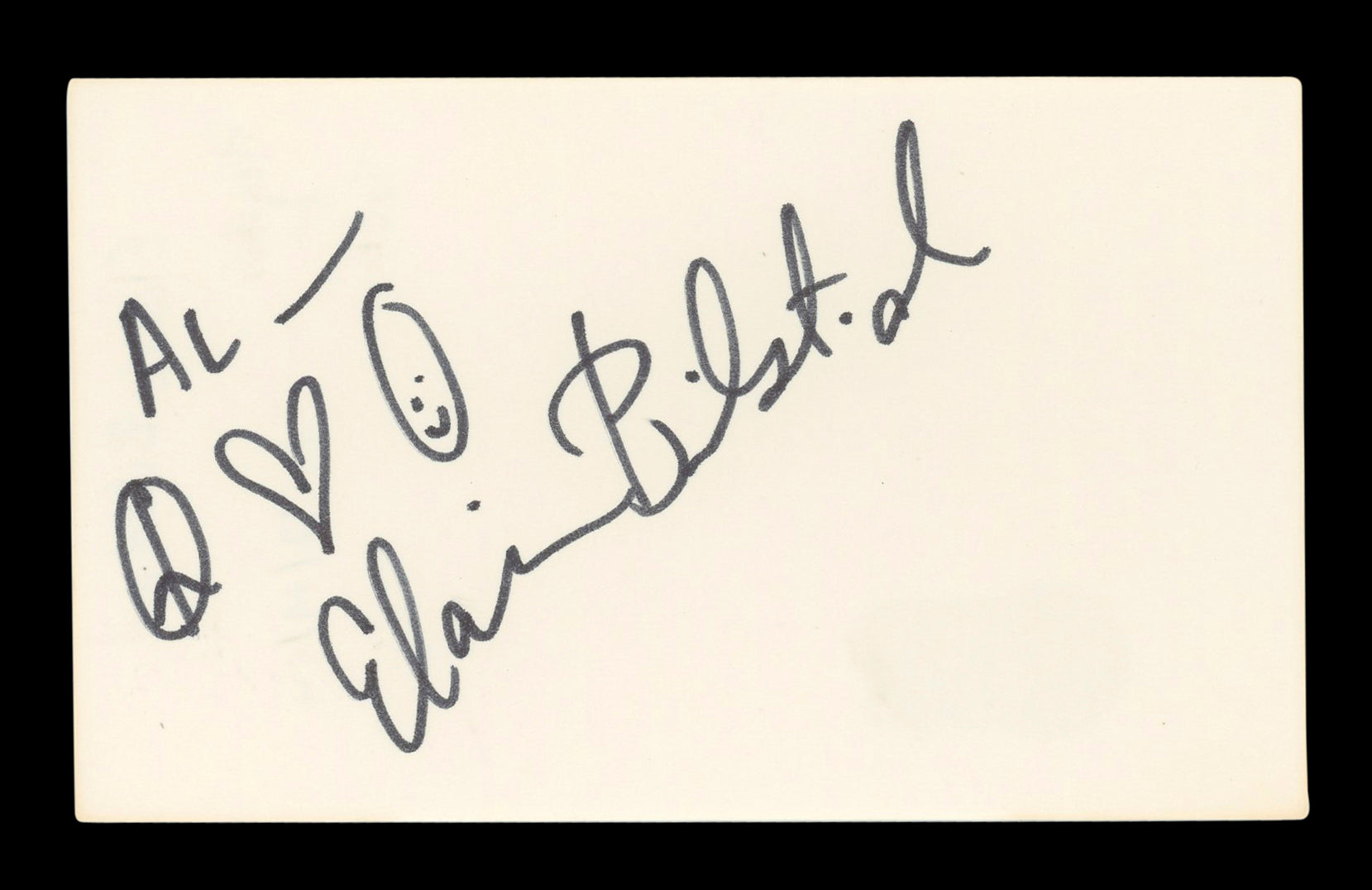 Elaine Bilstad The Vampire "Al-" Signed 3x5 Index Card Autographed BAS #AD70330