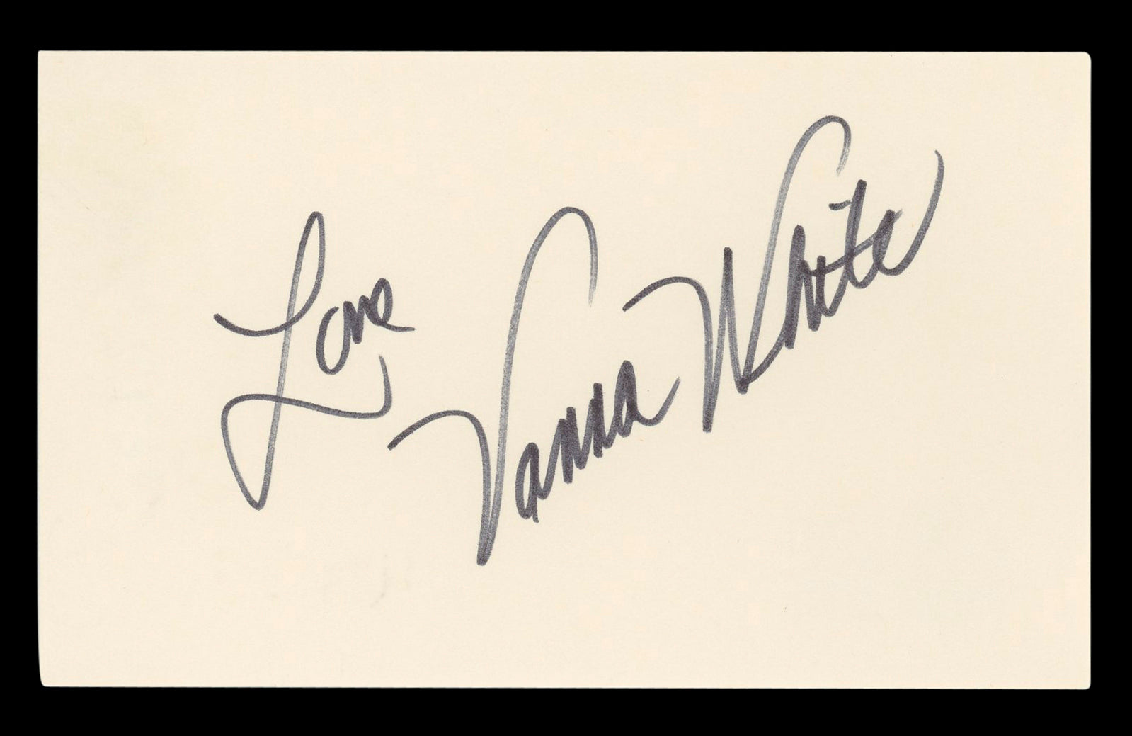 Vanna White Wheel of Fortune "Love" Authentic Signed 3x5 Index Card BAS #BL96548