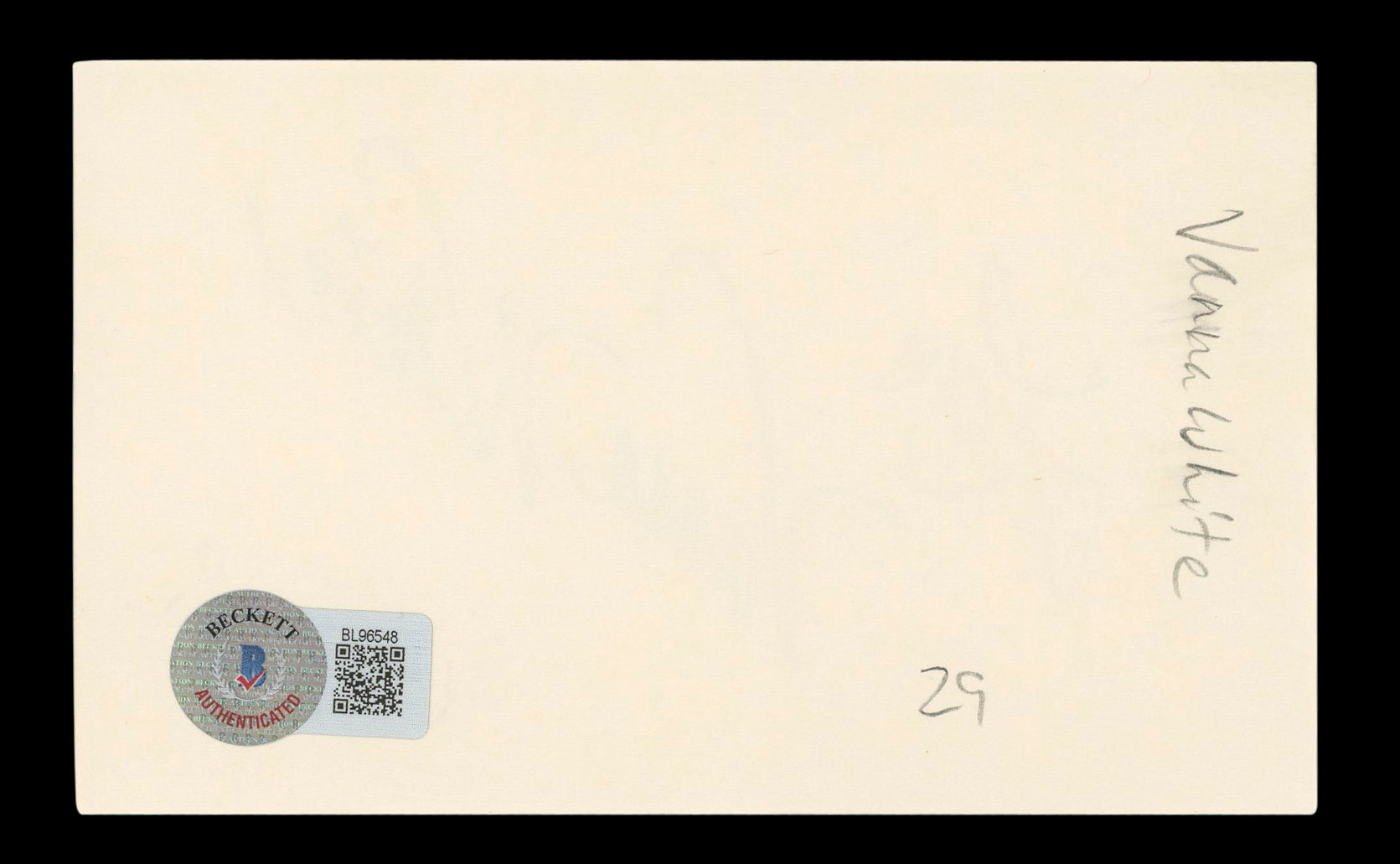 Vanna White Wheel of Fortune "Love" Authentic Signed 3x5 Index Card BAS #BL96548