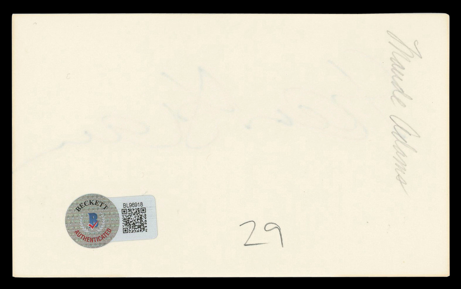 Maude Adams Peter Pan Authentic Signed 3x5 Index Card Autographed BAS #BL96918