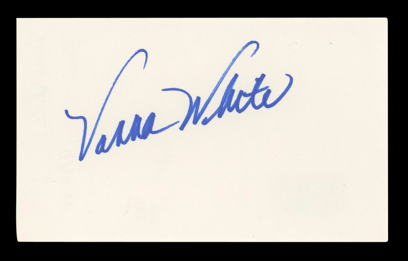 Vanna White Wheel of Fortune Authentic Signed 3x5 Index Card BAS #BL96550