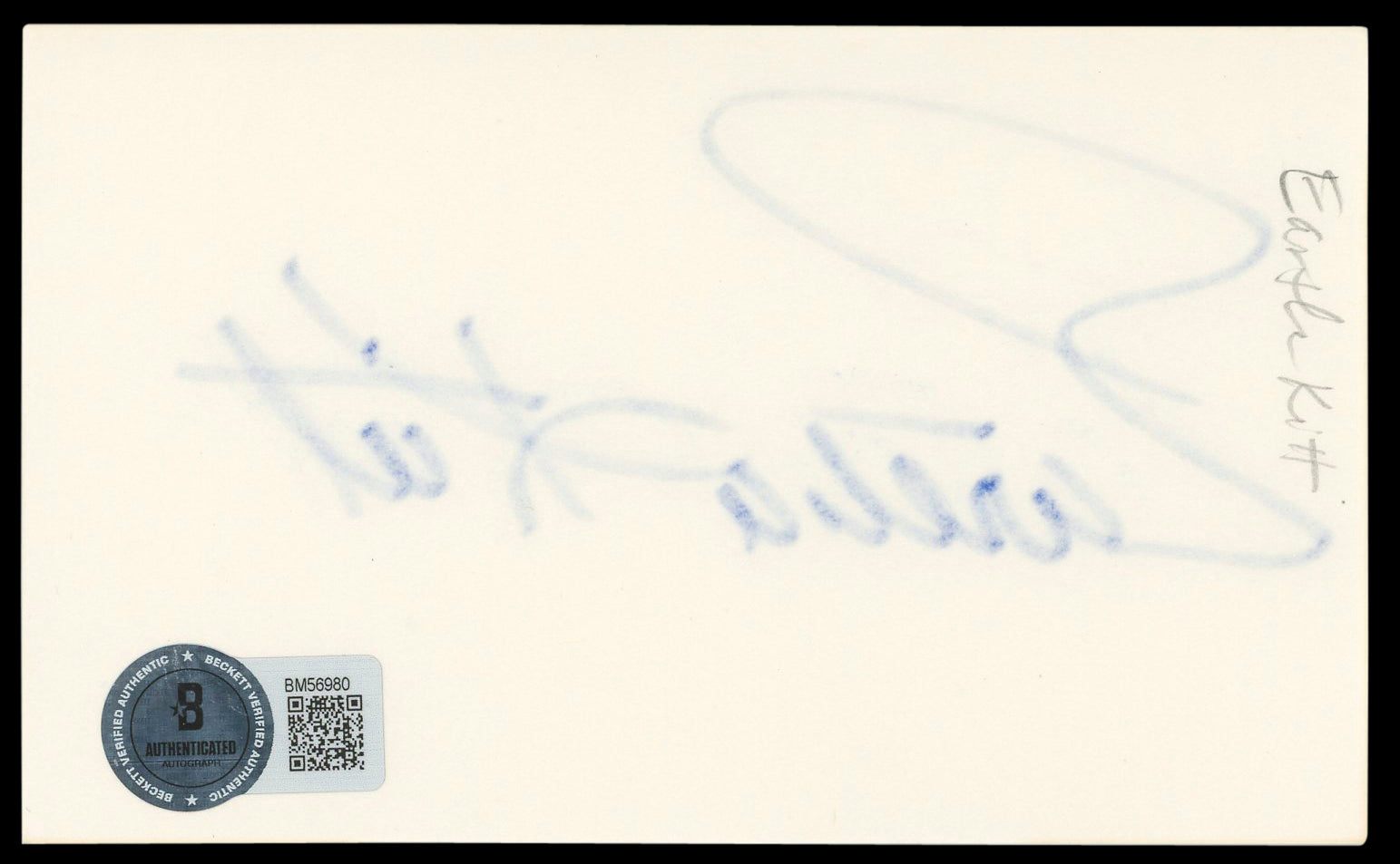 Eartha Kitt Holes Authentic Signed 3x5 Index Card Autographed BAS #BM56980