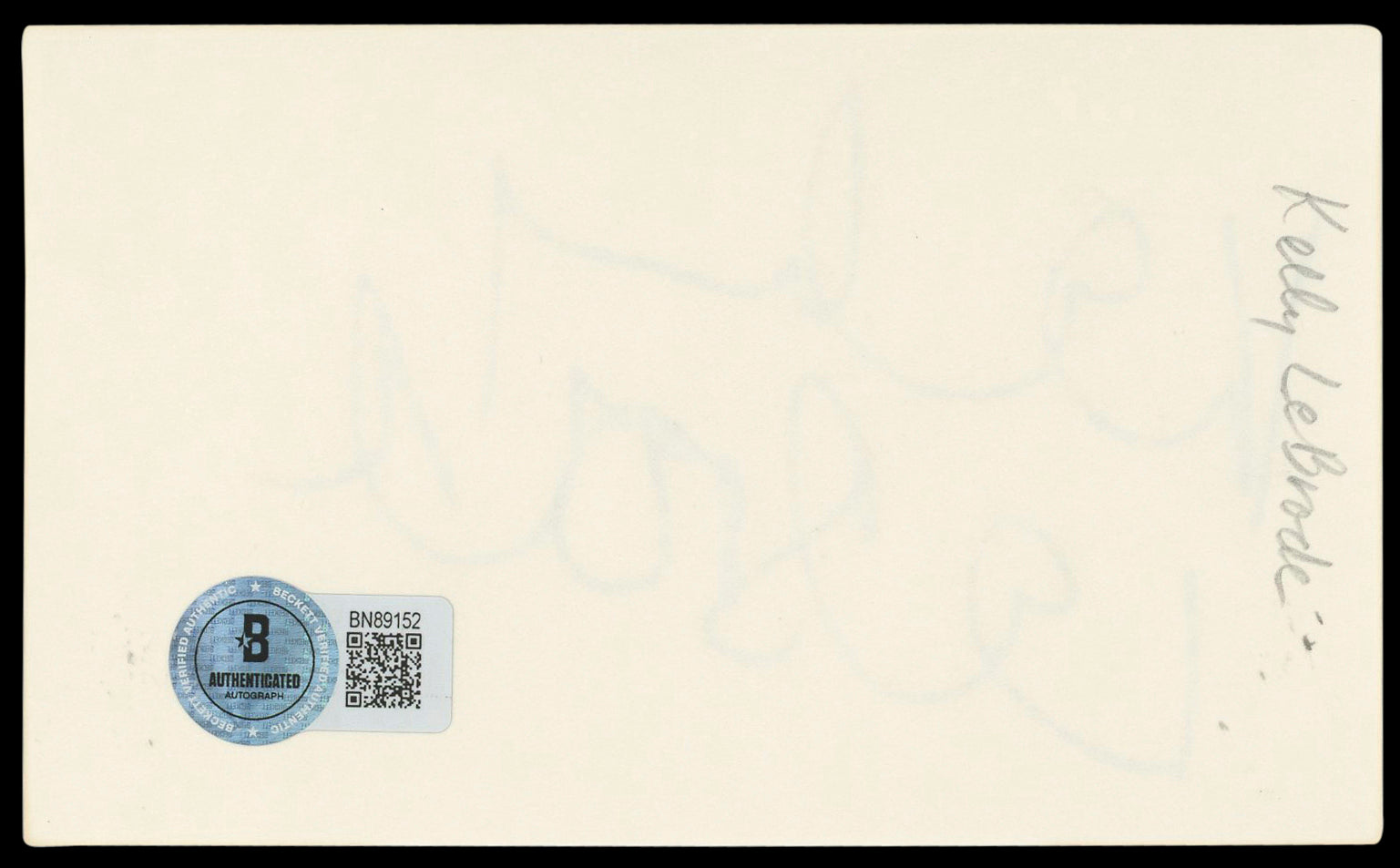 Kelly LeBrock Weird Science Authentic Signed 3x5 Index Card BAS #BN89152
