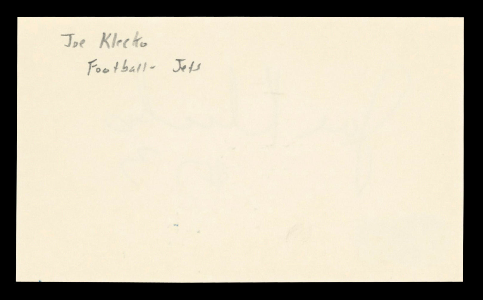 Jets Joe Klecko "#73" Authentic Signed 3x5 Index Card Autographed BAS #BT03573