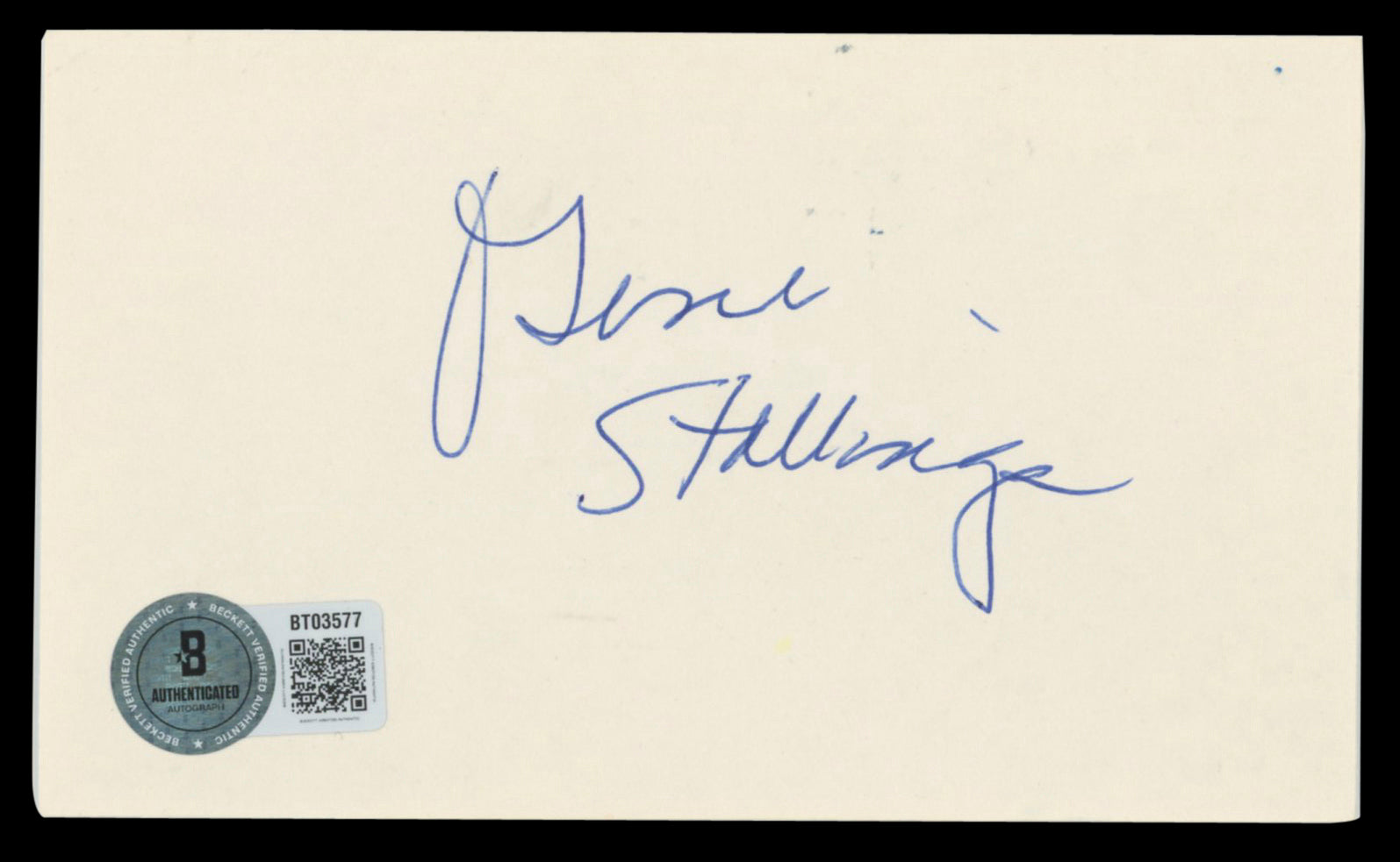Cowboys Gene Stallings Authentic Signed 3x5 Index Card Autographed BAS #BT03577