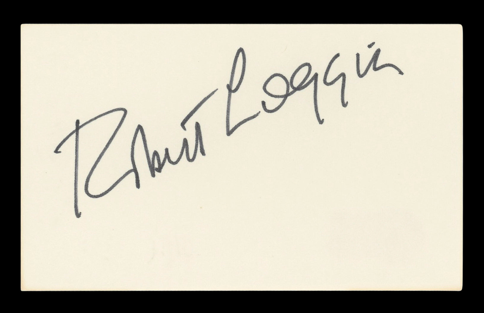 Robert Loggia Big Authentic Signed 3x5 Index Card Autographed BAS #BL96591