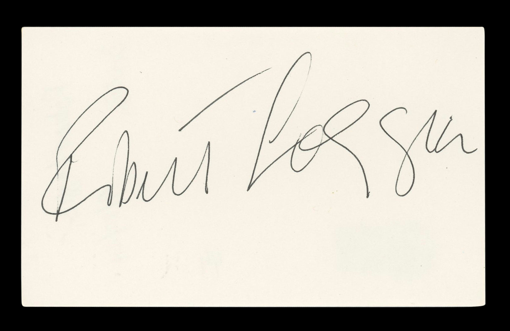 Robert Loggia Big Authentic Signed 3x5 Index Card Autographed BAS #BL96592