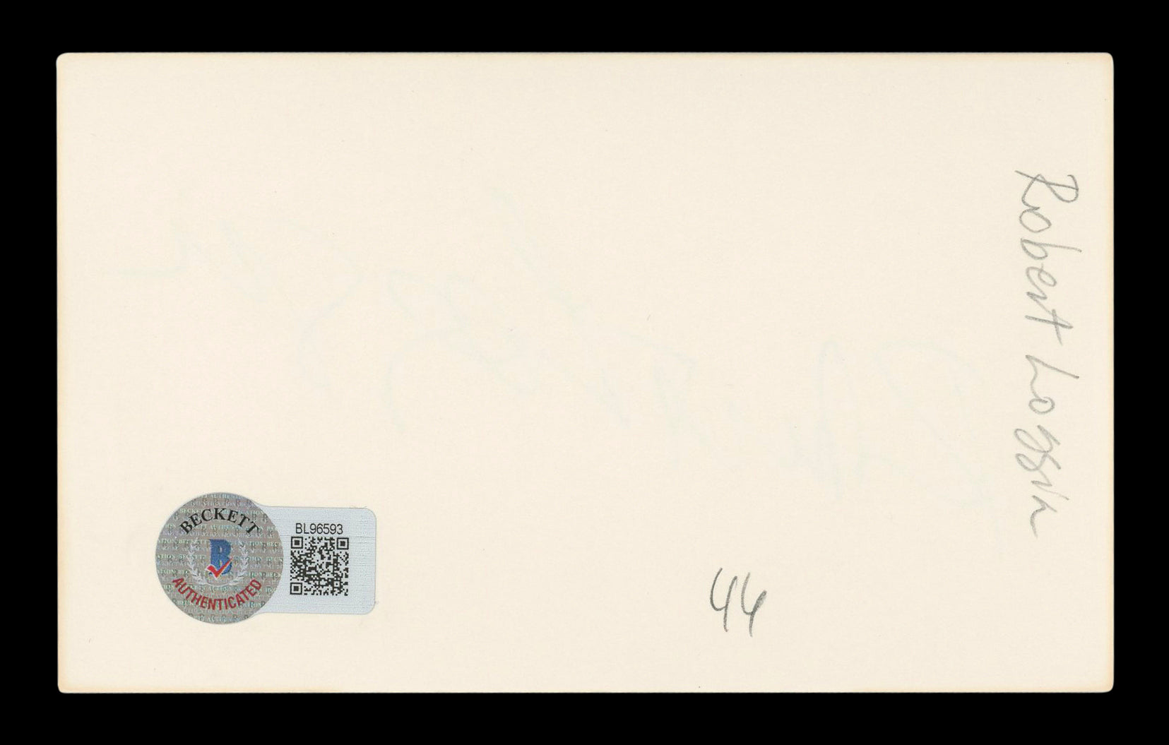 Robert Loggia Big Authentic Signed 3x5 Index Card Autographed BAS #BL96593
