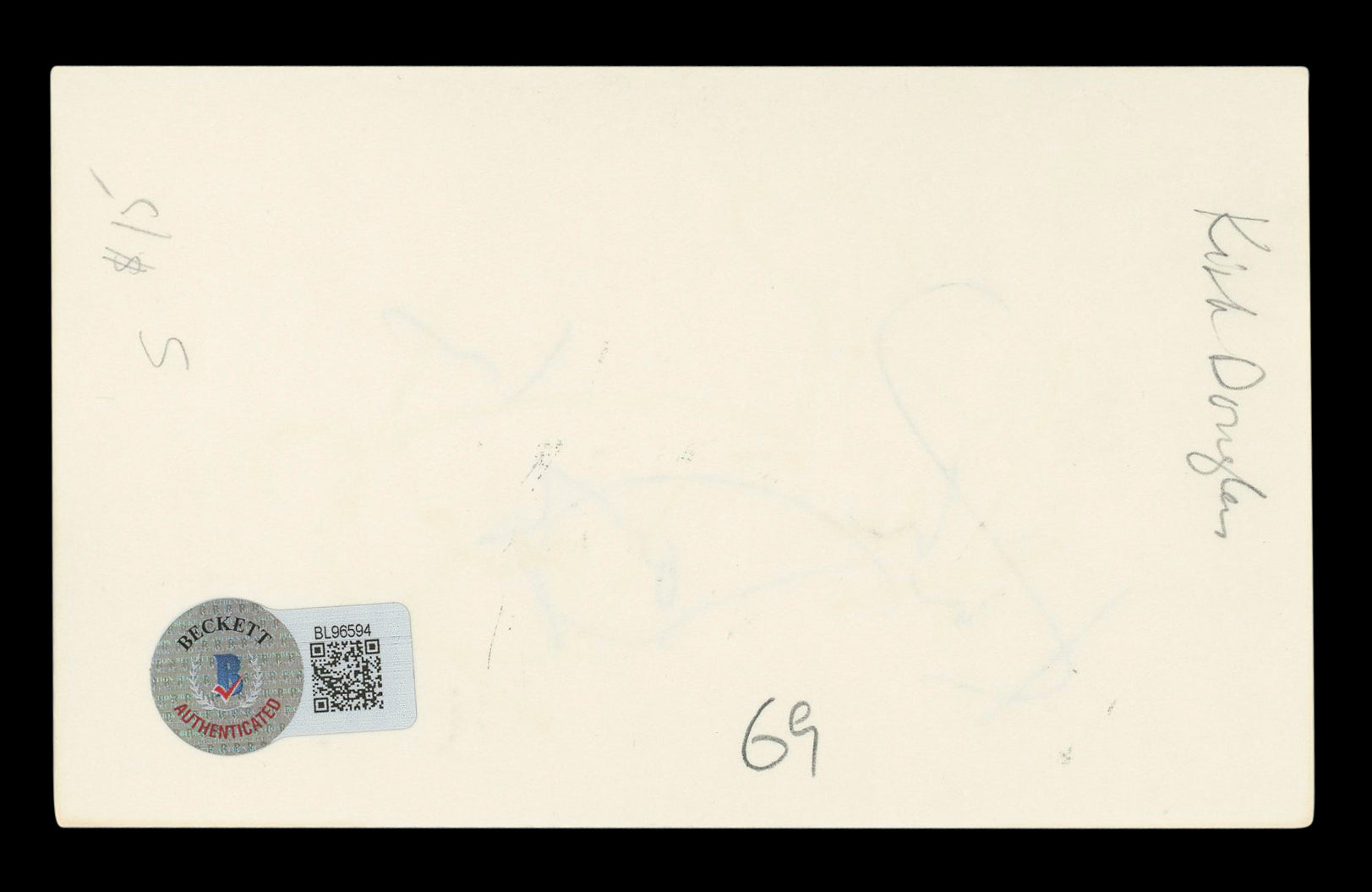 Kirk Douglas Spartacus Authentic Signed 3x5 Index Card Autographed BAS #BL96594