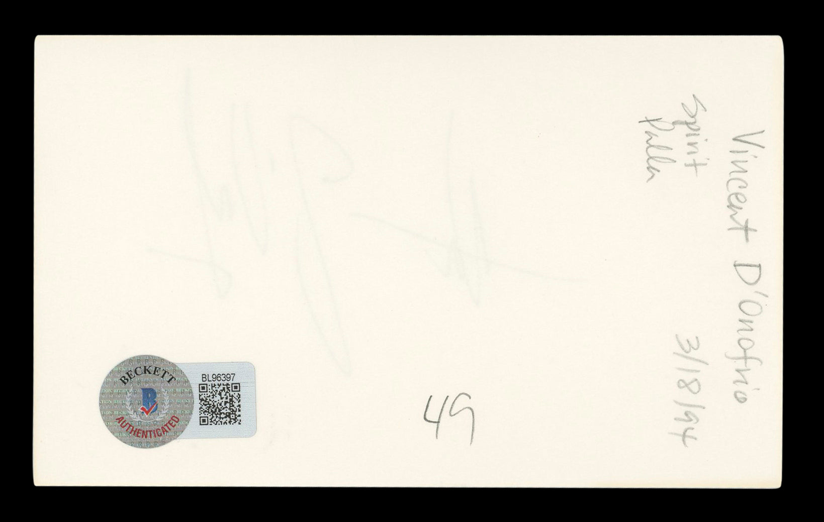 Vincent D'Onofrio Full Metal Jacket Authentic Signed 3x5 Index Card BAS #BL96397