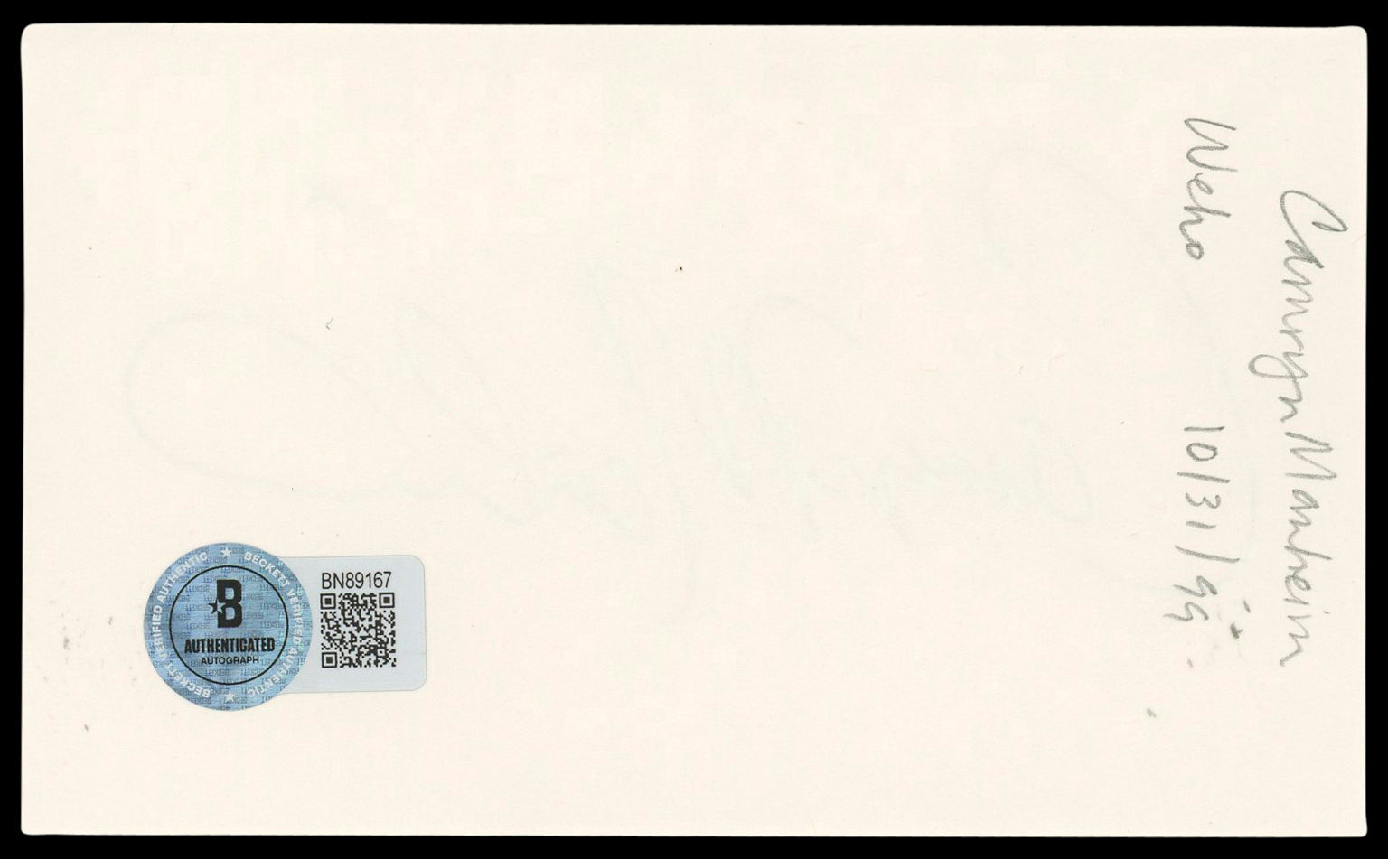 Camryn Manheim The Practice Authentic Signed 3x5 Index Card BAS #BN89167