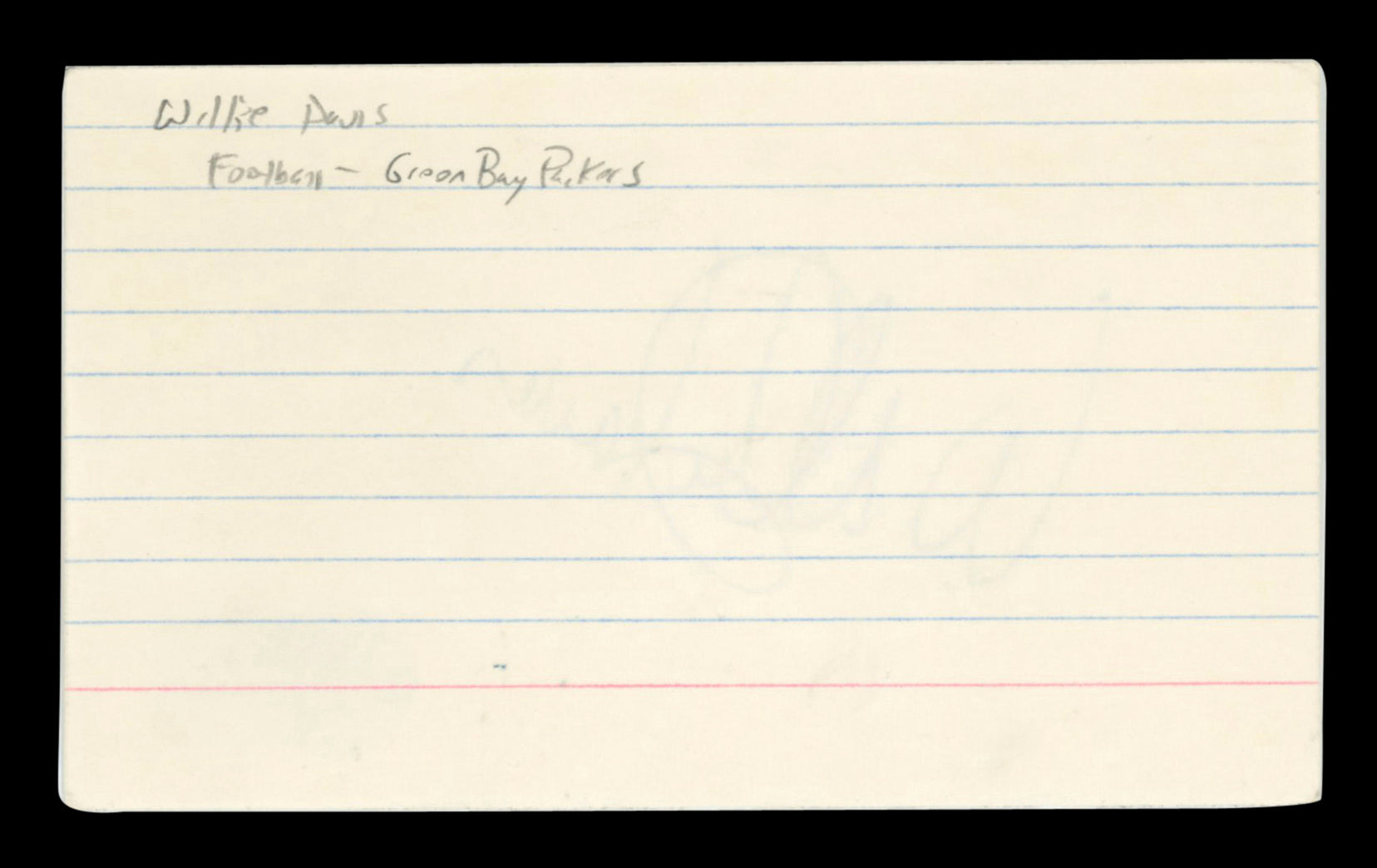 Packers Willie Davis Authentic Signed 3x5 Index Card Autographed BAS #BT03589