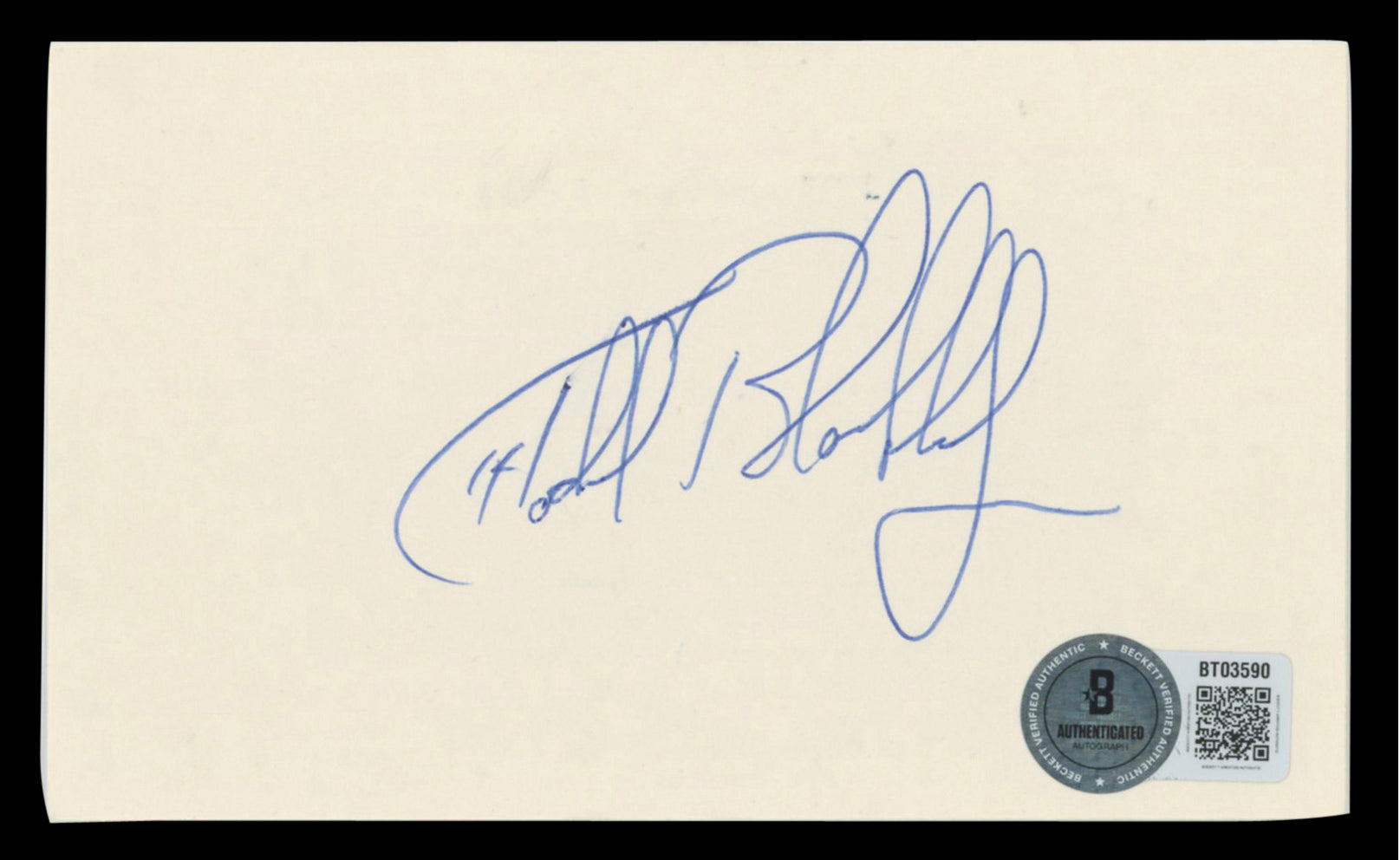 Chiefs Todd Blackledge Authentic Signed 3x5 Index Card Autographed BAS #BT03590