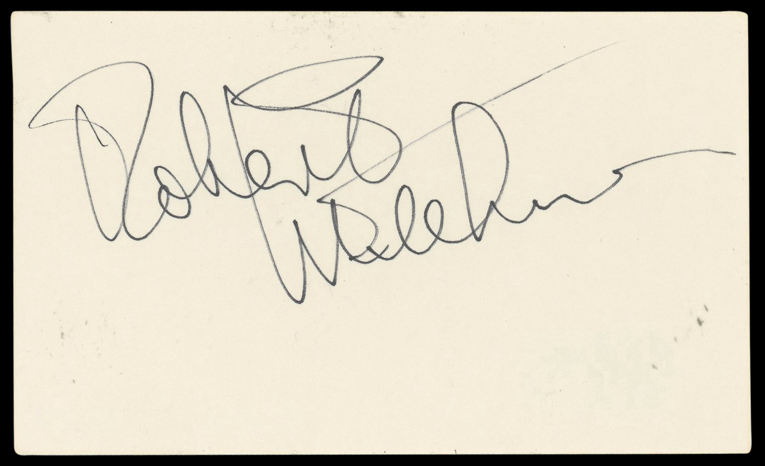 Robert Mitchum Tombstone Authentic Signed 3x5 Index Card BAS #BN89386