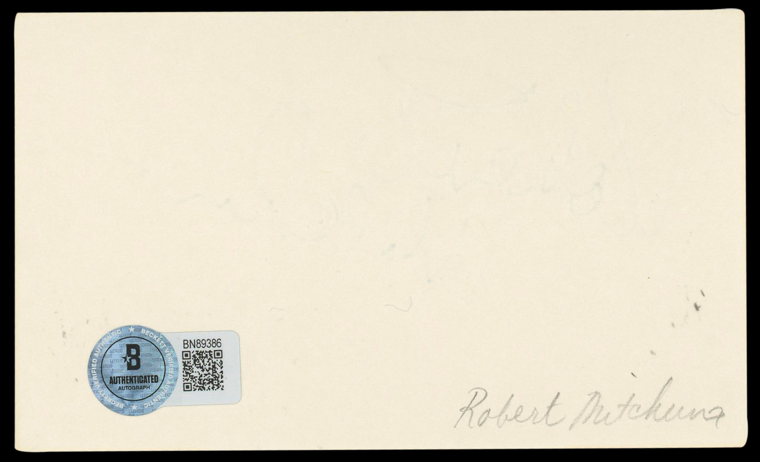 Robert Mitchum Tombstone Authentic Signed 3x5 Index Card BAS #BN89386