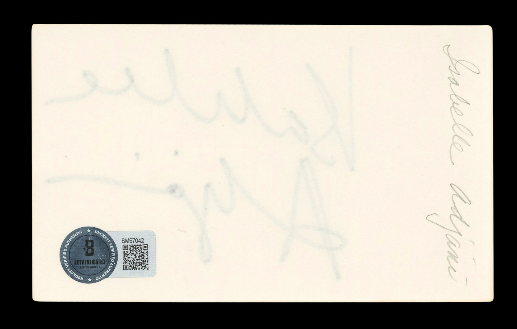 Isabelle Adjani Possession Signed 3x5 Index Card Autographed BAS #BM57042
