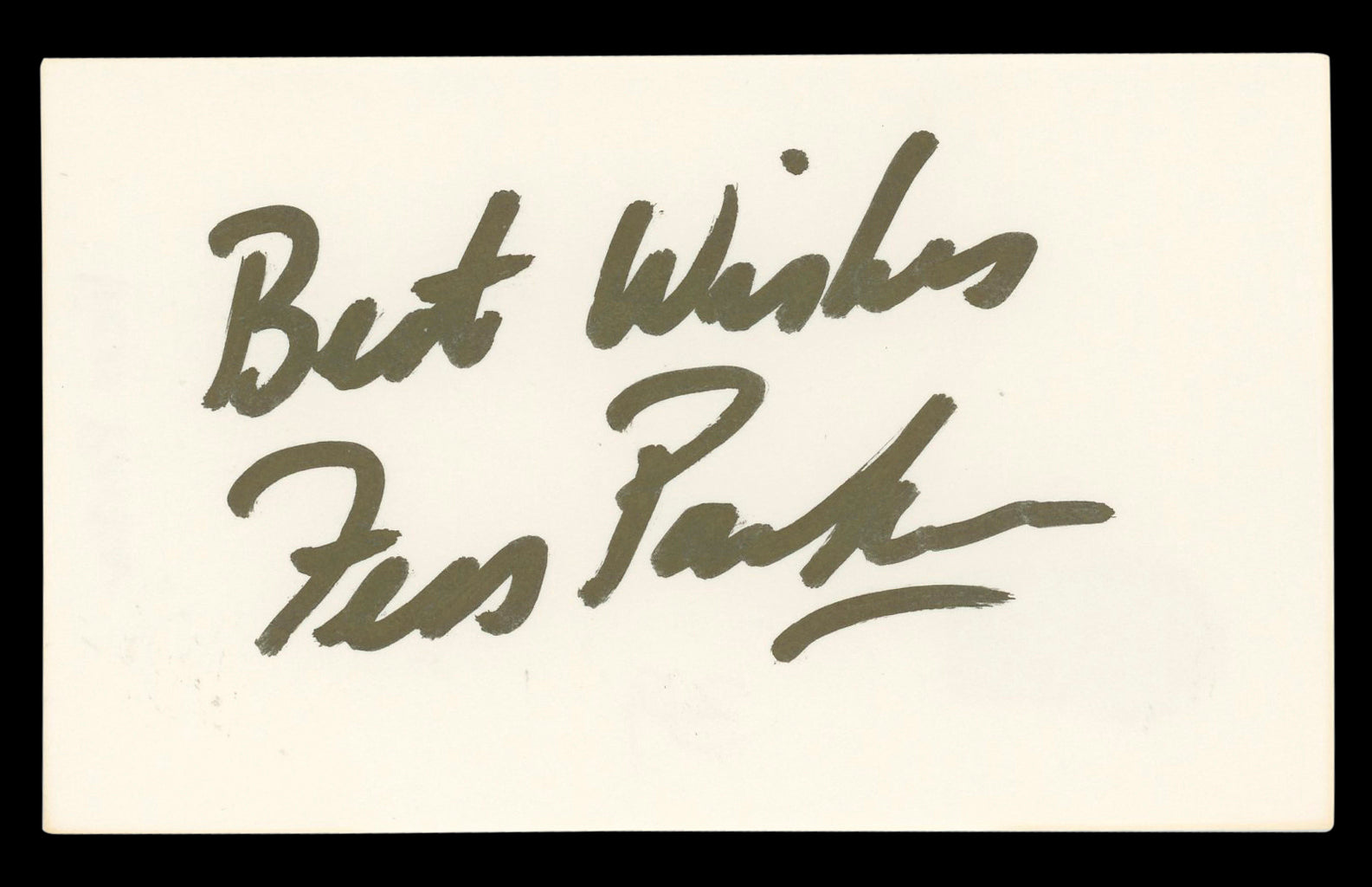 Fess Parker "Best Wishes" Authentic Signed 3x5 Index Card BAS #BL98546