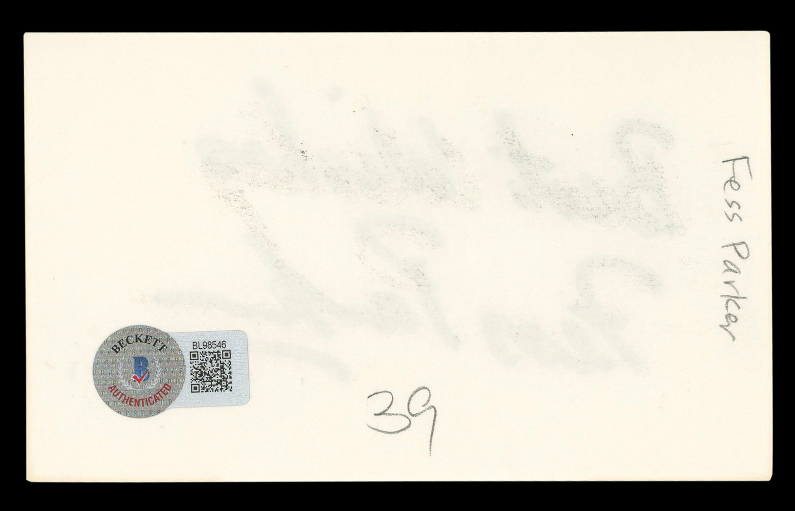 Fess Parker "Best Wishes" Authentic Signed 3x5 Index Card BAS #BL98546