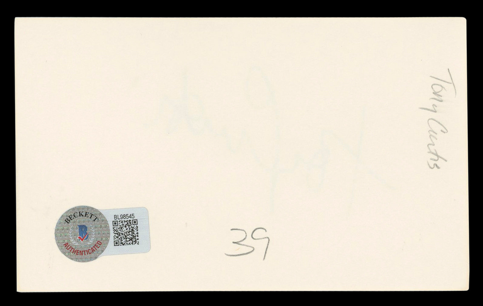 Tony Curtis Some Like It Hot Authentic Signed 3x5 Index Card BAS #BL98545