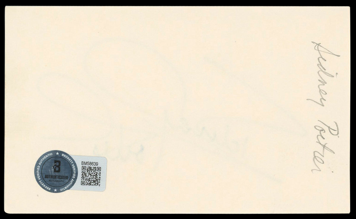 Sidney Poitier In The Heat of the Night Signed 3x5 Index Card BAS #BM58639