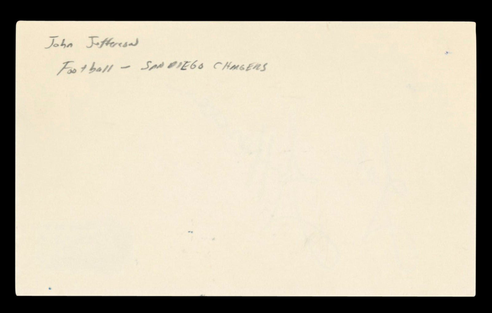 Packers John Jefferson Authentic Signed 3x5 Index Card Autographed BAS #BT03601