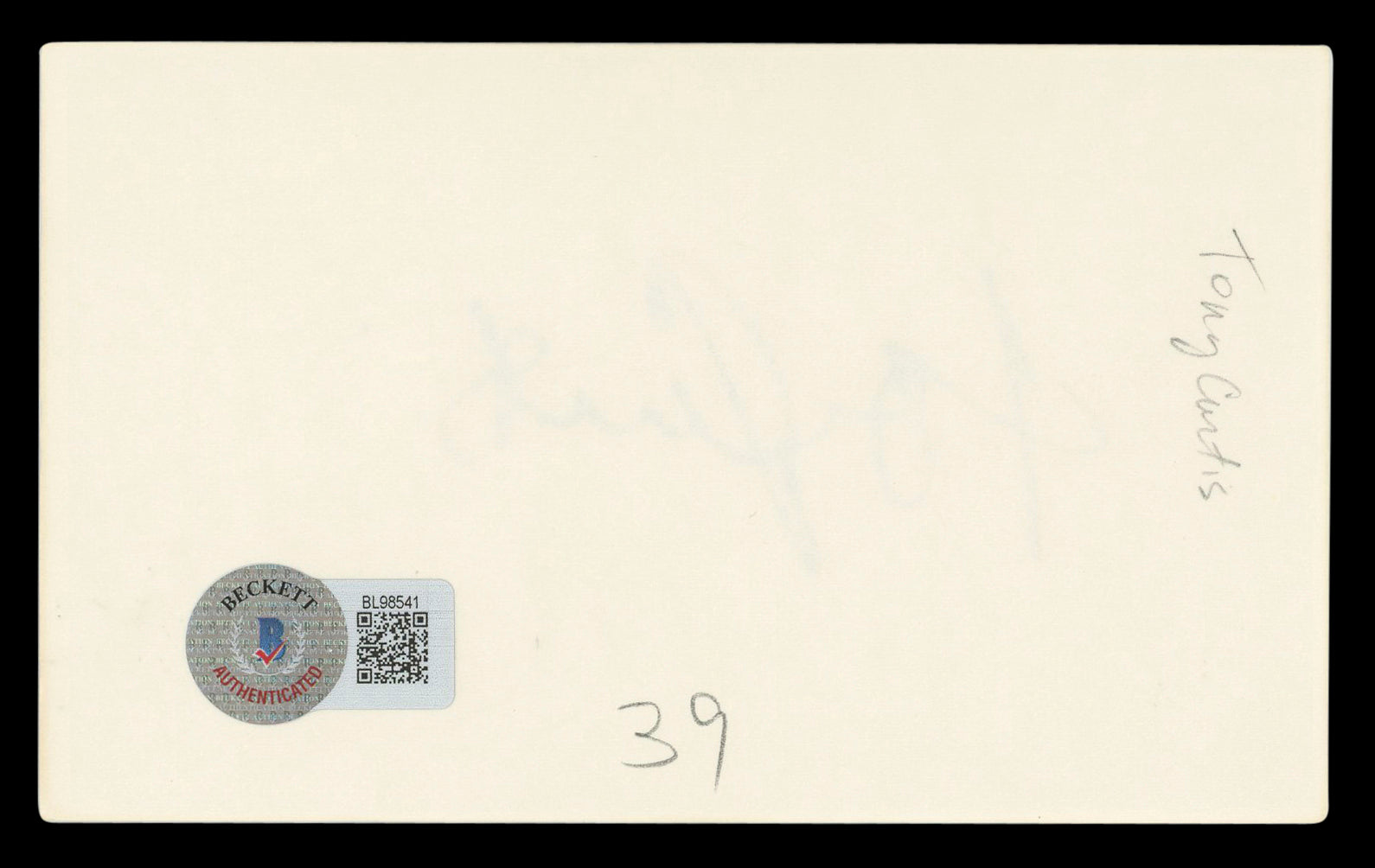 Tony Curtis Some Like It Hot Authentic Signed 3x5 Index Card BAS #BL98541