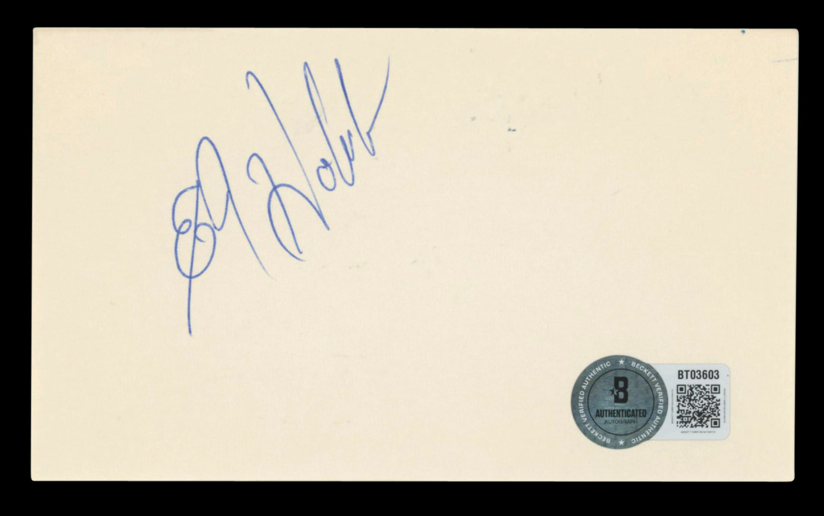 Chiefs E.J. Holub Authentic Signed 3x5 Index Card Autographed BAS #BT03603
