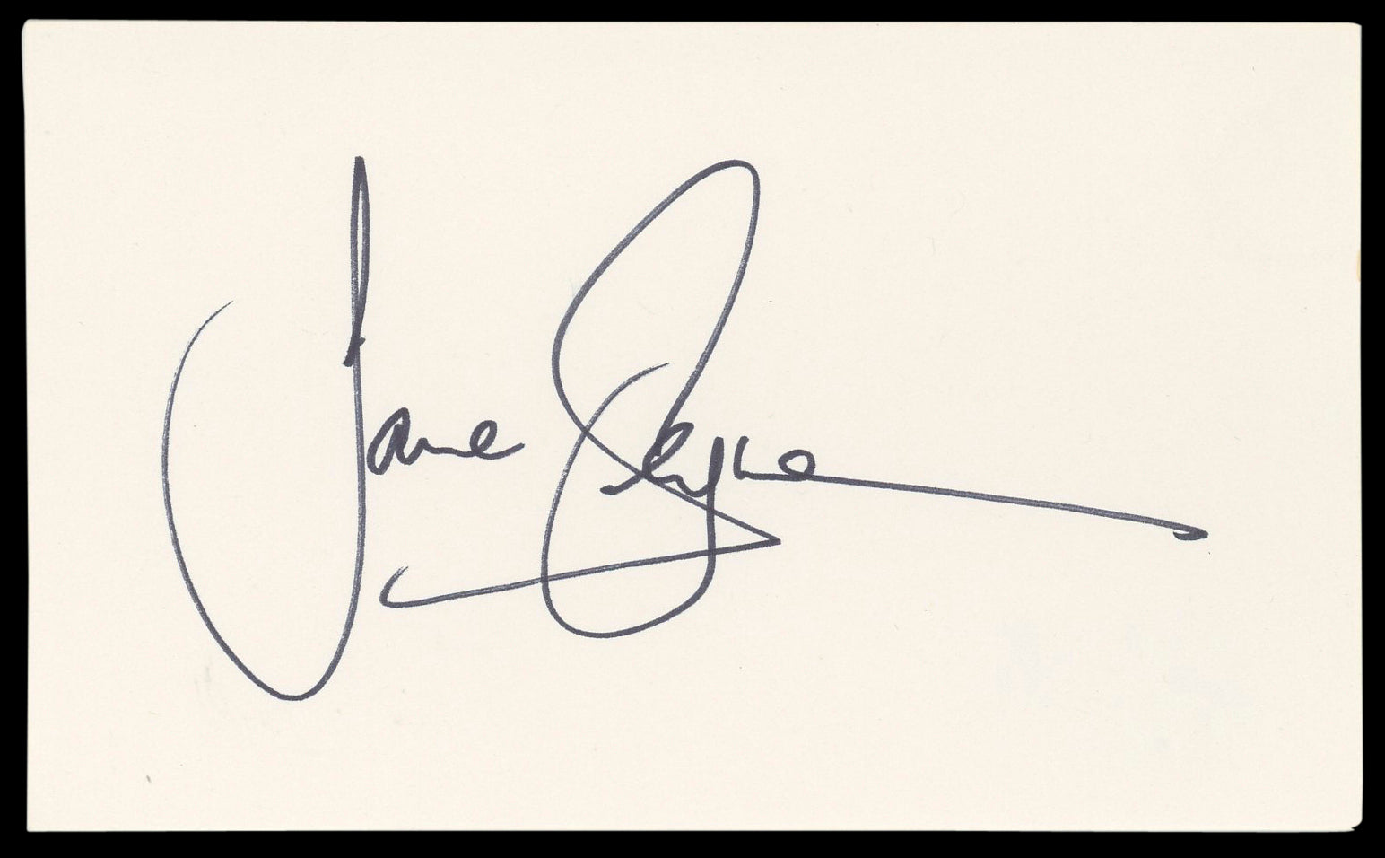 Jane Seymour Wedding Crashers Authentic Signed 3x5 Index Card BAS #BM58645