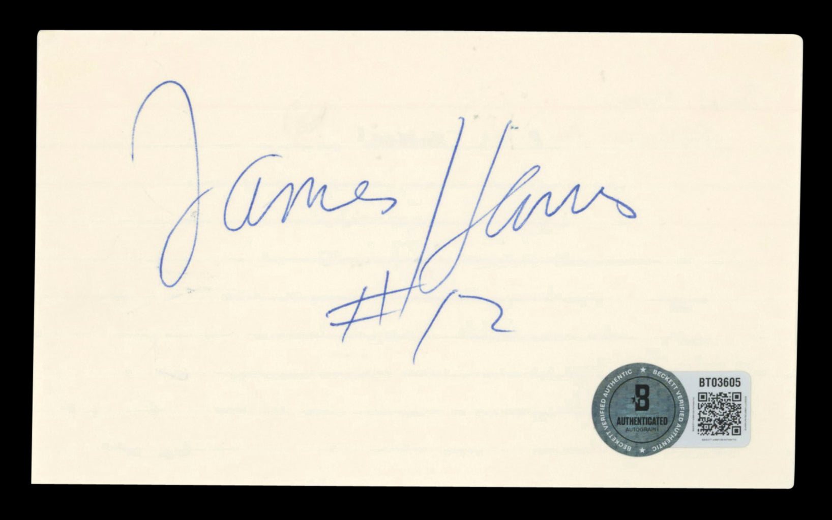 Bills James Harris "12" Authentic Signed 3x5 Index Card Autographed BAS #BT03605