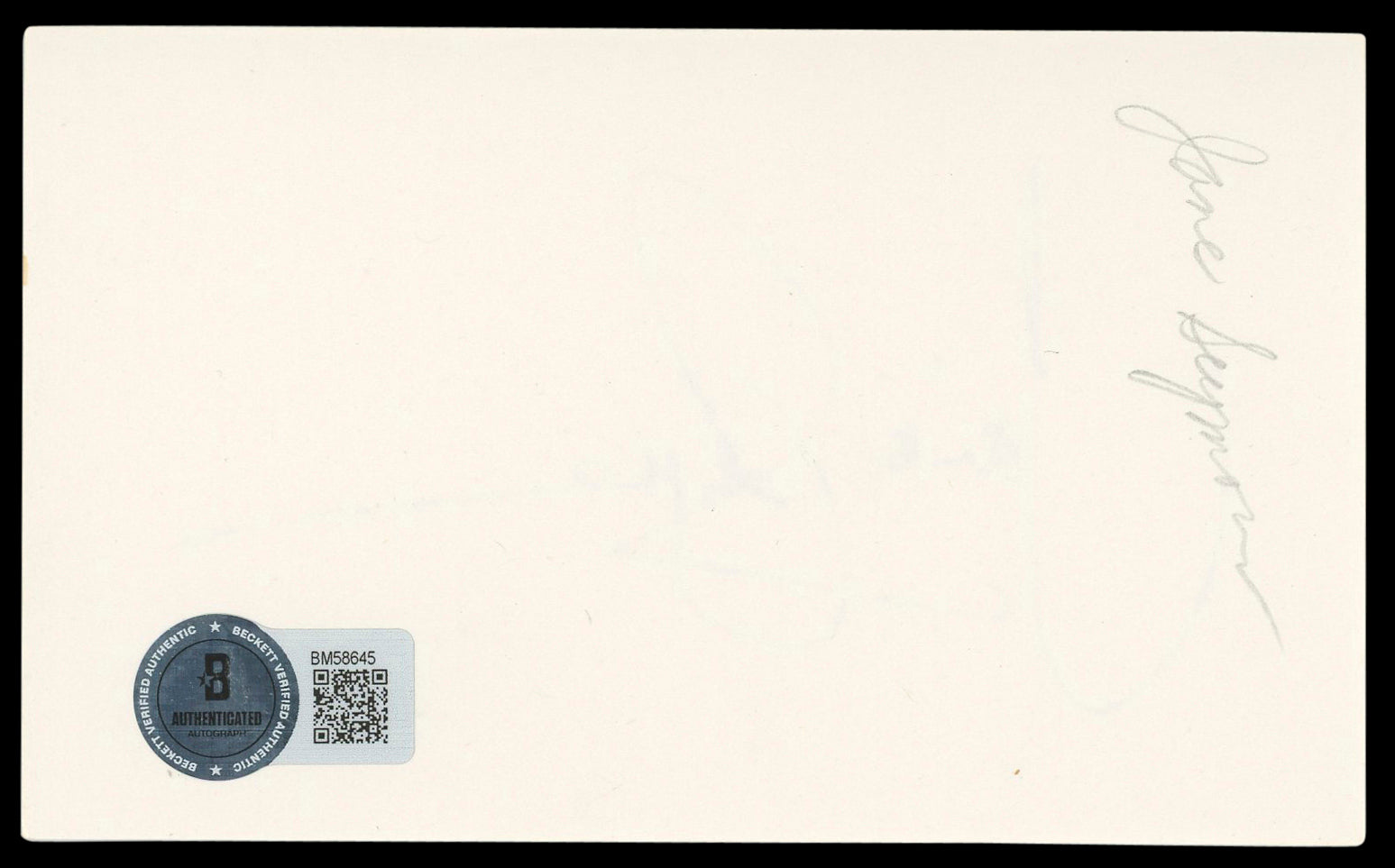 Jane Seymour Wedding Crashers Authentic Signed 3x5 Index Card BAS #BM58645