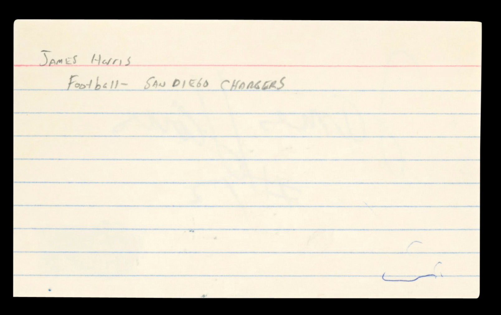 Bills James Harris "12" Authentic Signed 3x5 Index Card Autographed BAS #BT03605