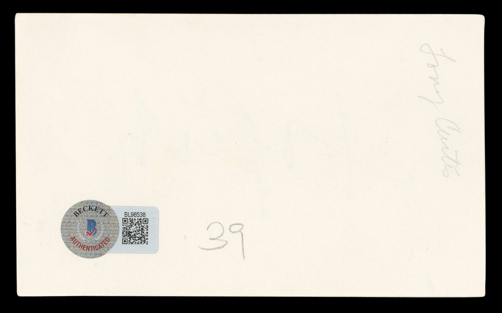 Tony Curtis Some Like It Hot Authentic Signed 3x5 Index Card BAS #BL98538