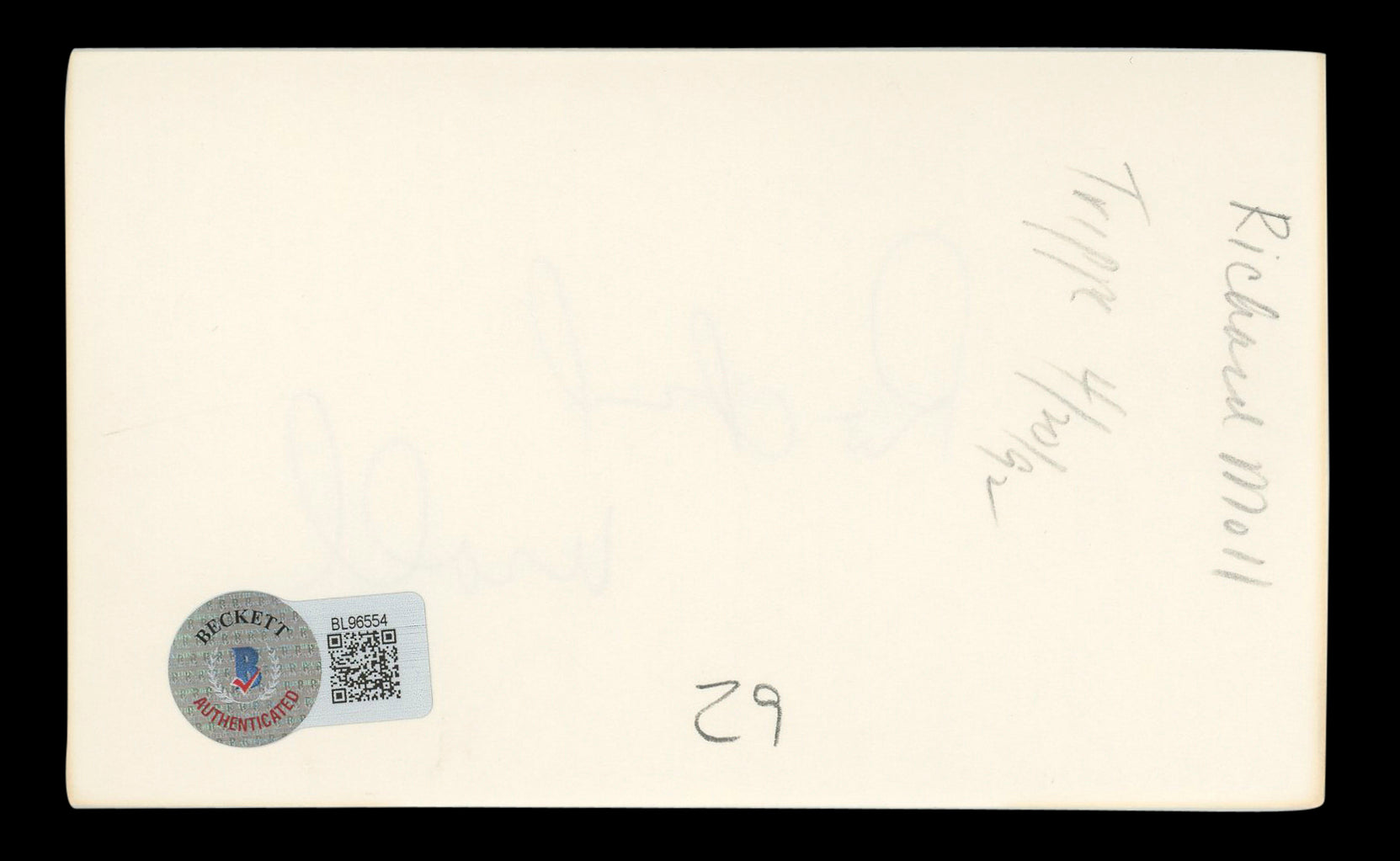 Richard Moll Night Court Authentic Signed 3x5 Index Card BAS #BL96554