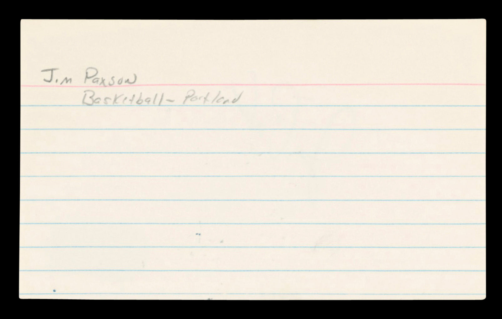 Blazers Jim Paxson Authentic Signed 3x5 Index Card Autographed BAS #BT03610