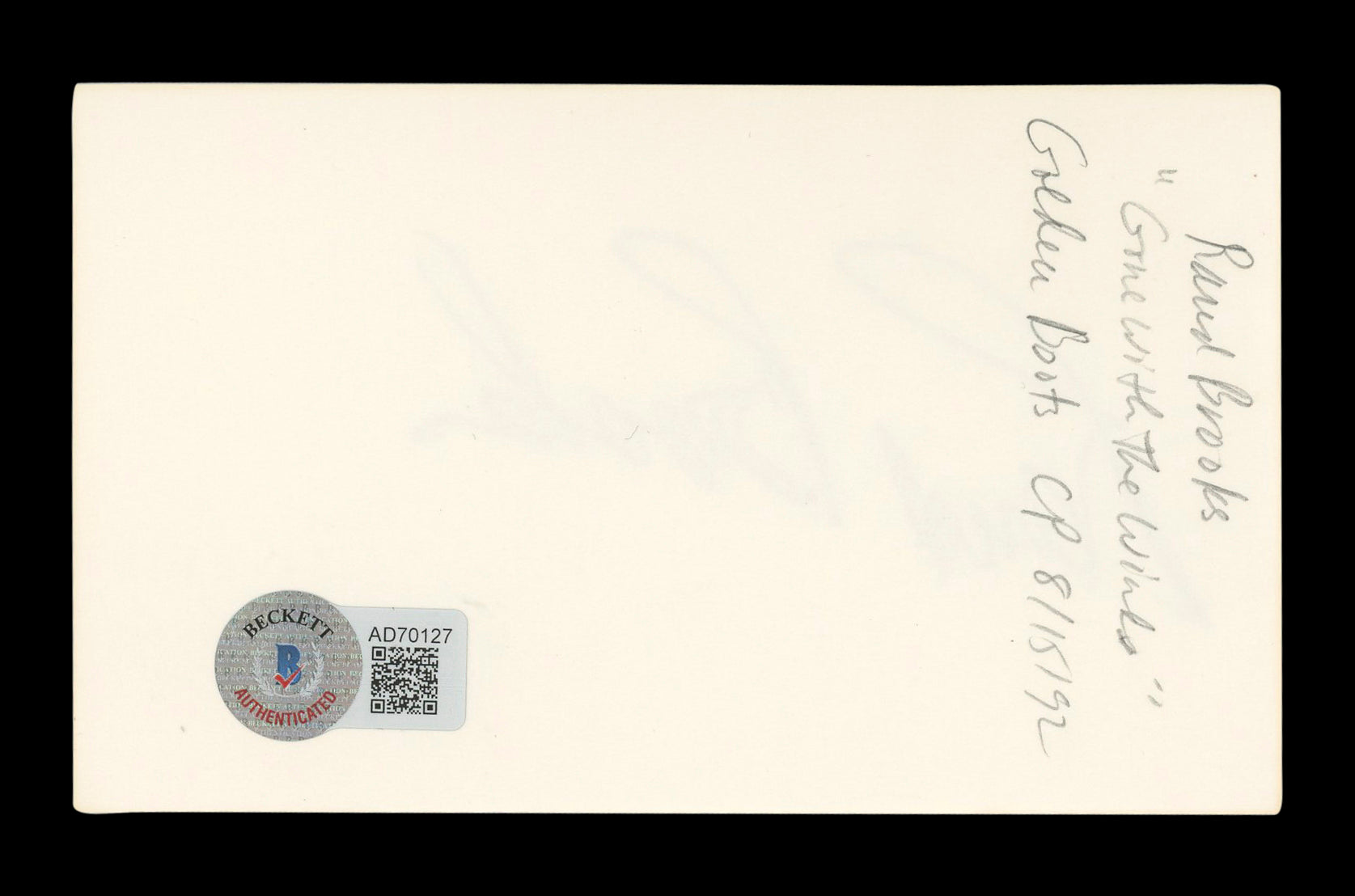 Rand Brooks Gone with the Wind Signed 3x5 Index Card Autographed BAS #AD70127