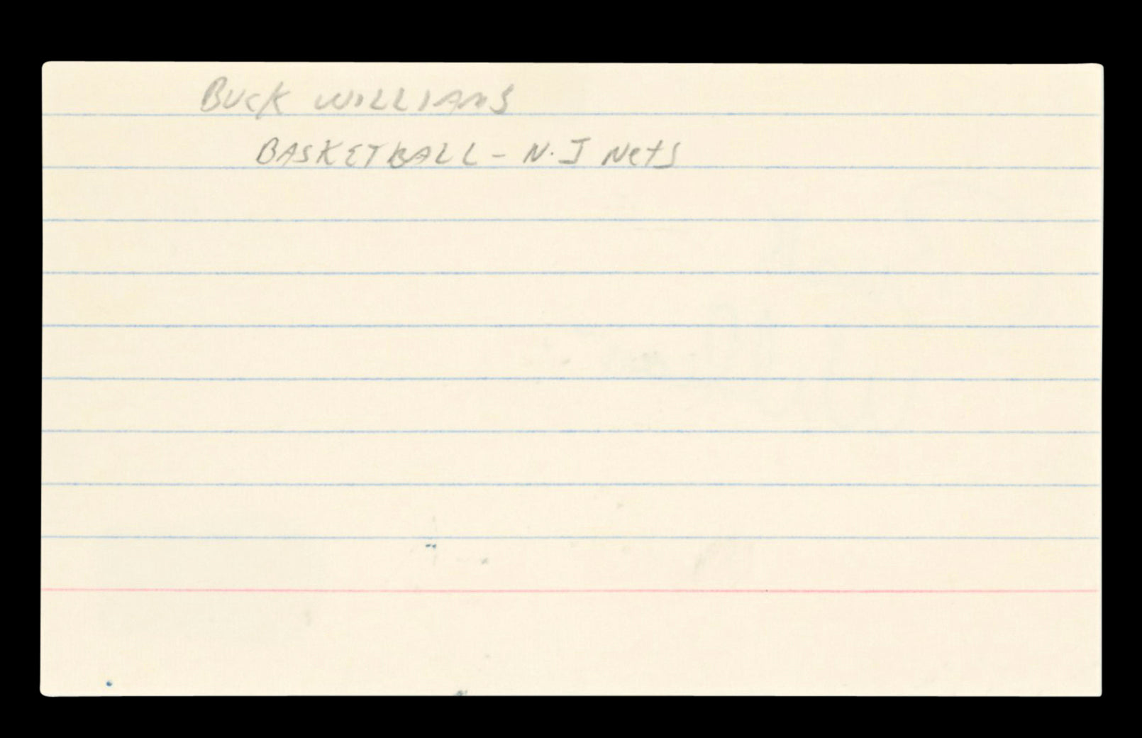 Nets Buck Williams Authentic Signed 3x5 Index Card Autographed BAS #BT03612