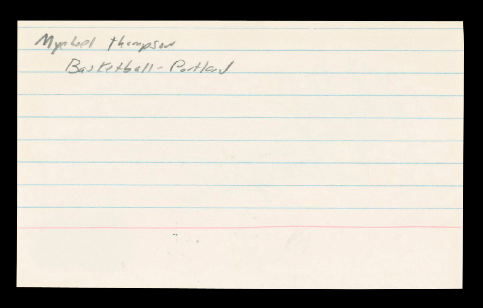 Blazers Mychal Thompson Authentic Signed 3x5 Index Card Autographed BAS #BT03611