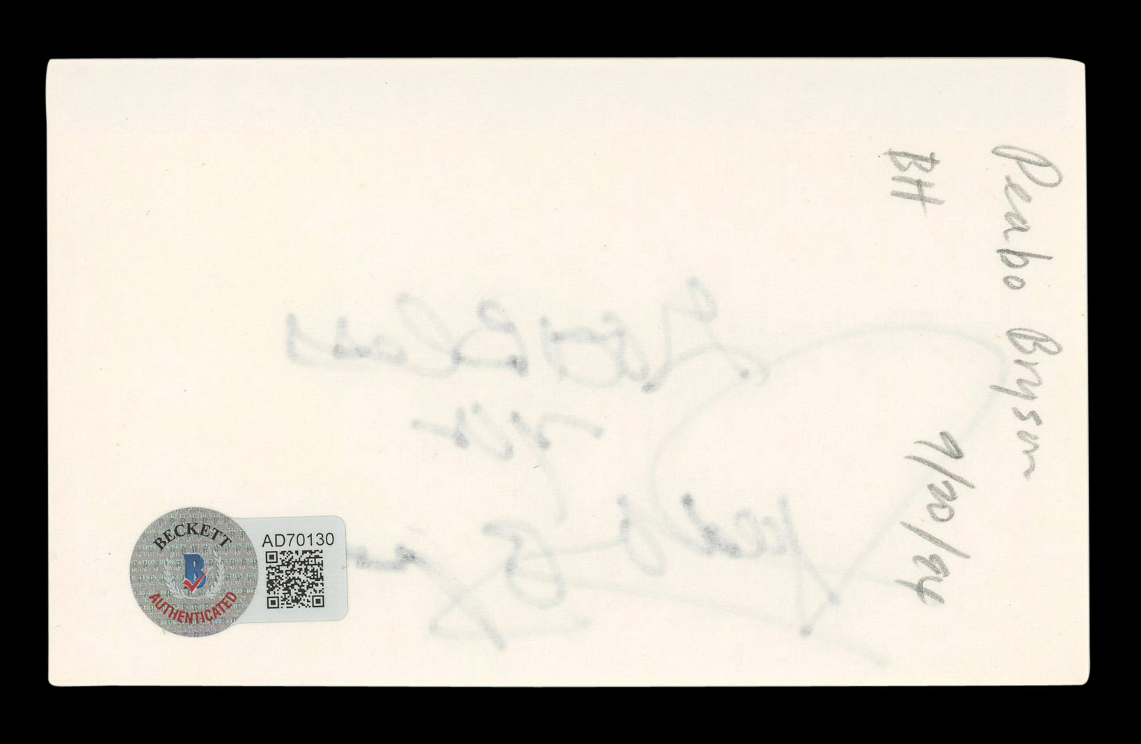 Peabo Bryson Singer Authentic Signed 3x5 Index Card Autographed BAS #AD70130