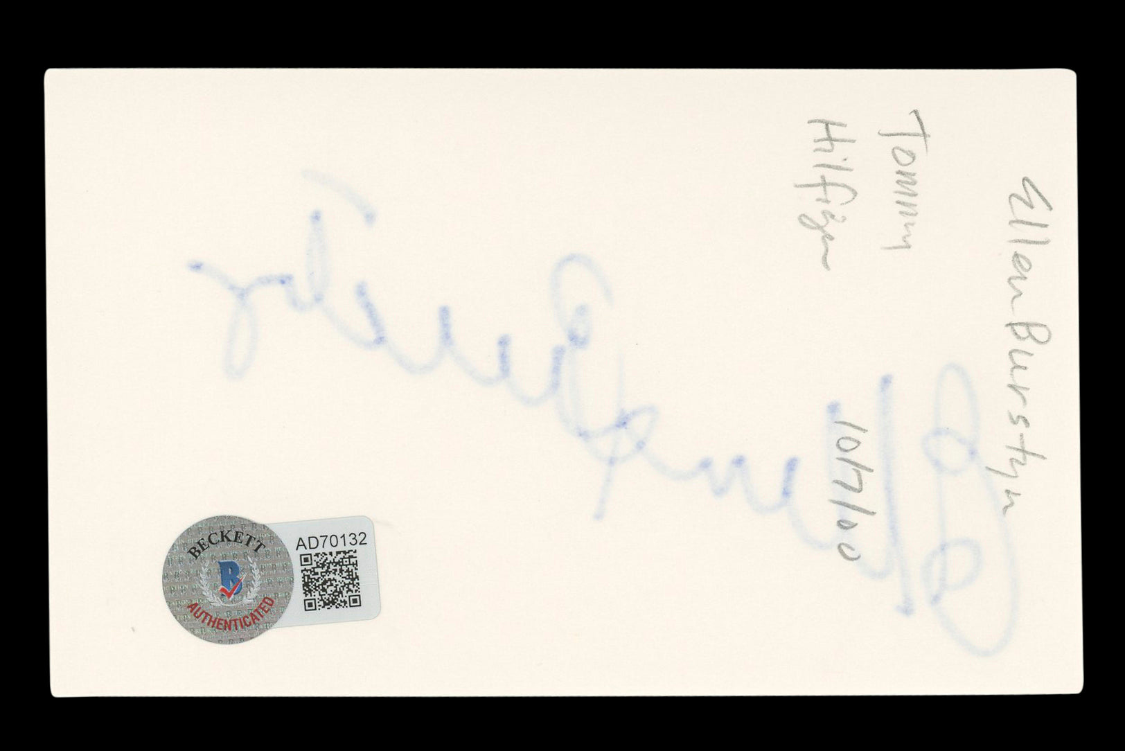 Ellen Burstyn The Exorcist Signed 3x5 Index Card Autographed BAS #AD70132