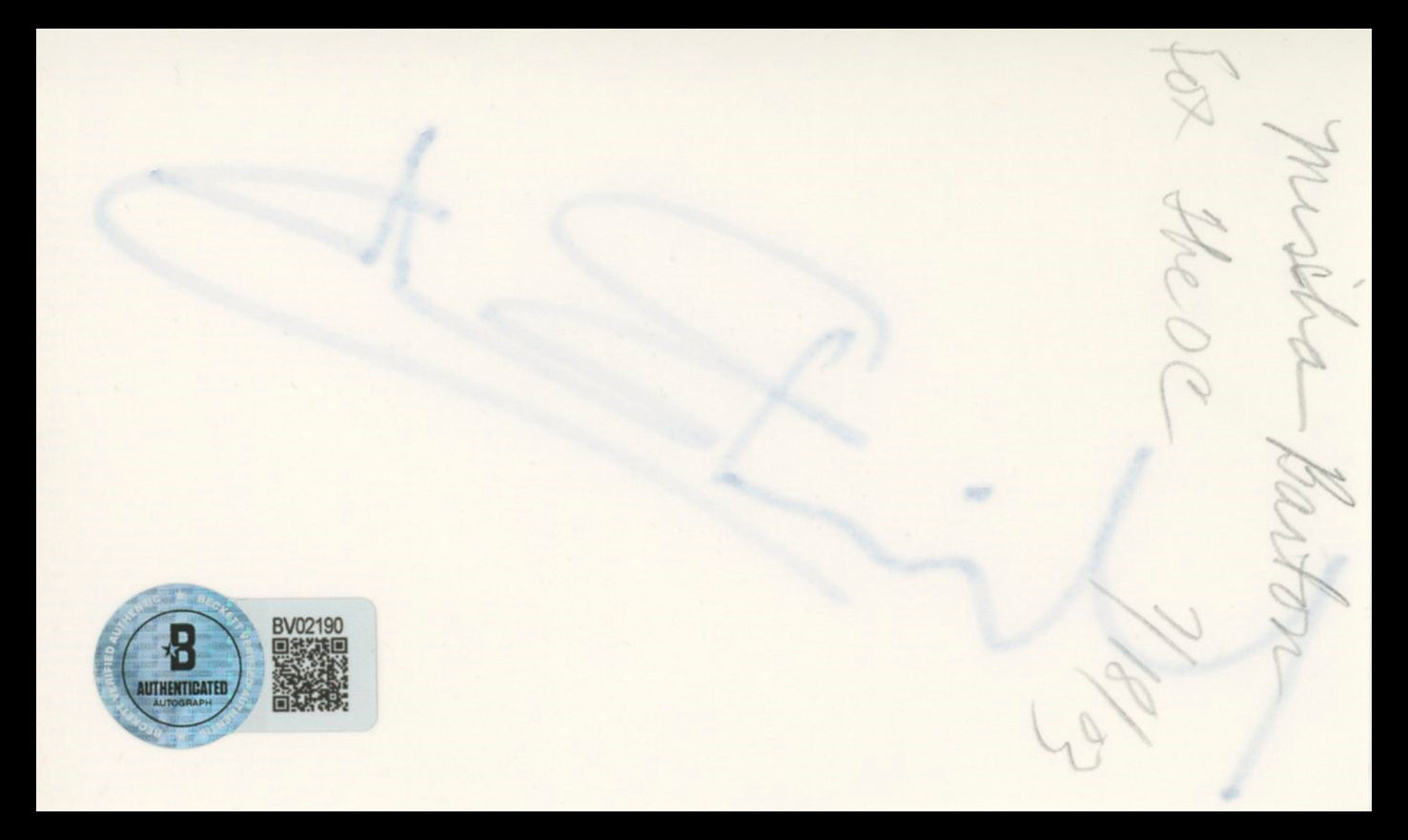 Mischa Barton The O.C. Authentic Signed 3x5 Index Card Autographed BAS #BV02190