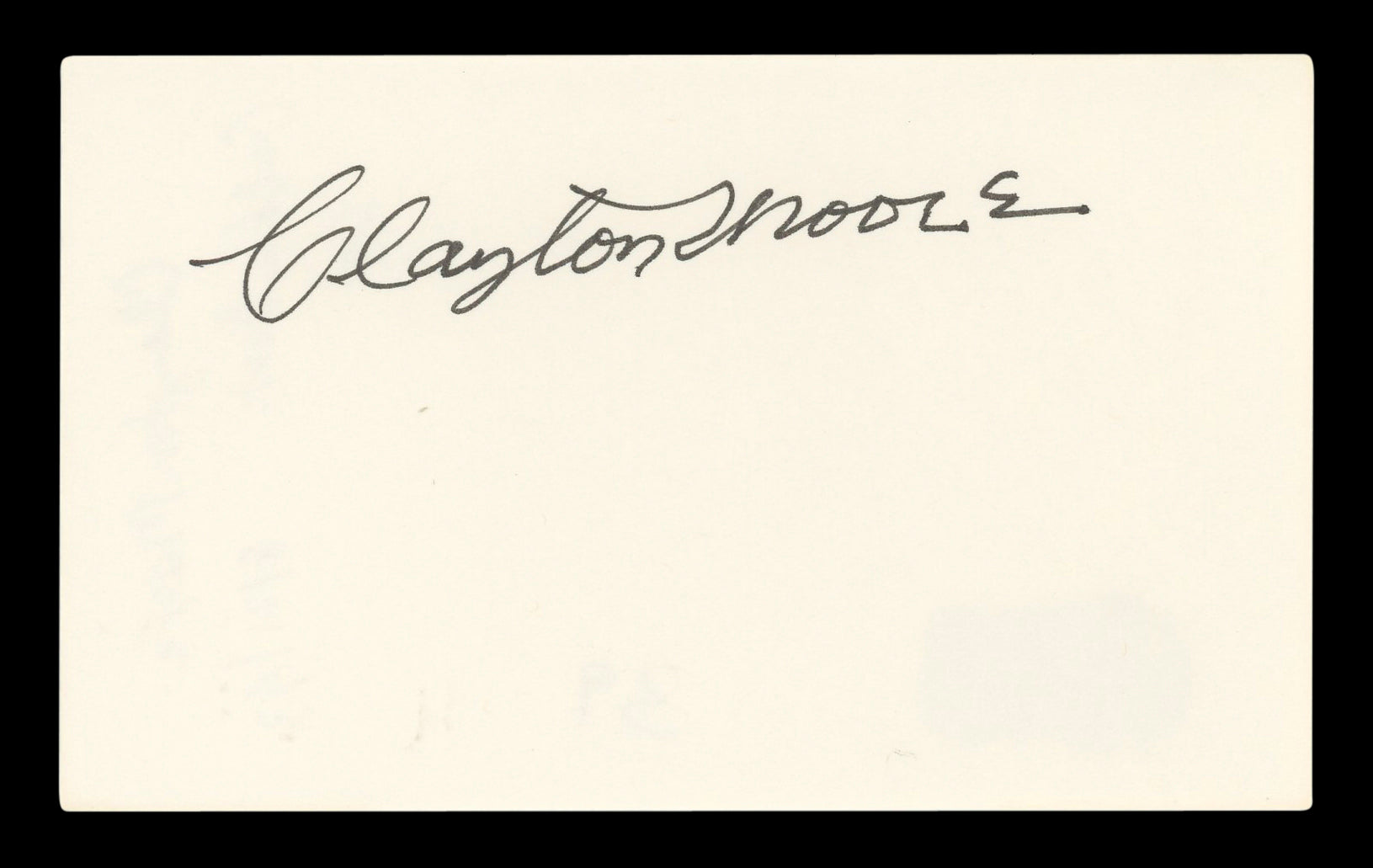Clayton Moore The Lone Ranger Authentic Signed 3x5 Index Card BAS #BL96565