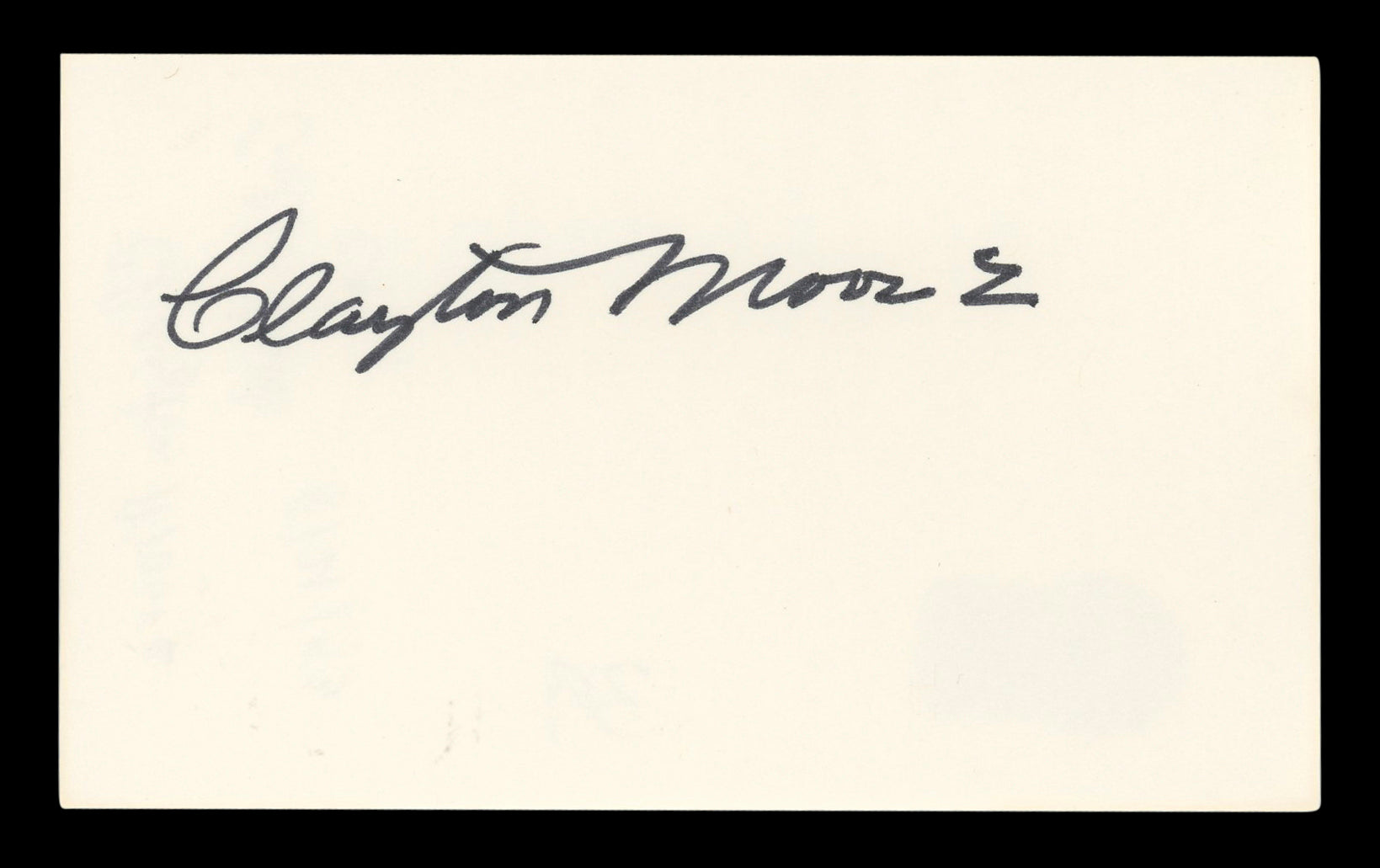 Clayton Moore The Lone Ranger Authentic Signed 3x5 Index Card BAS #BL96566